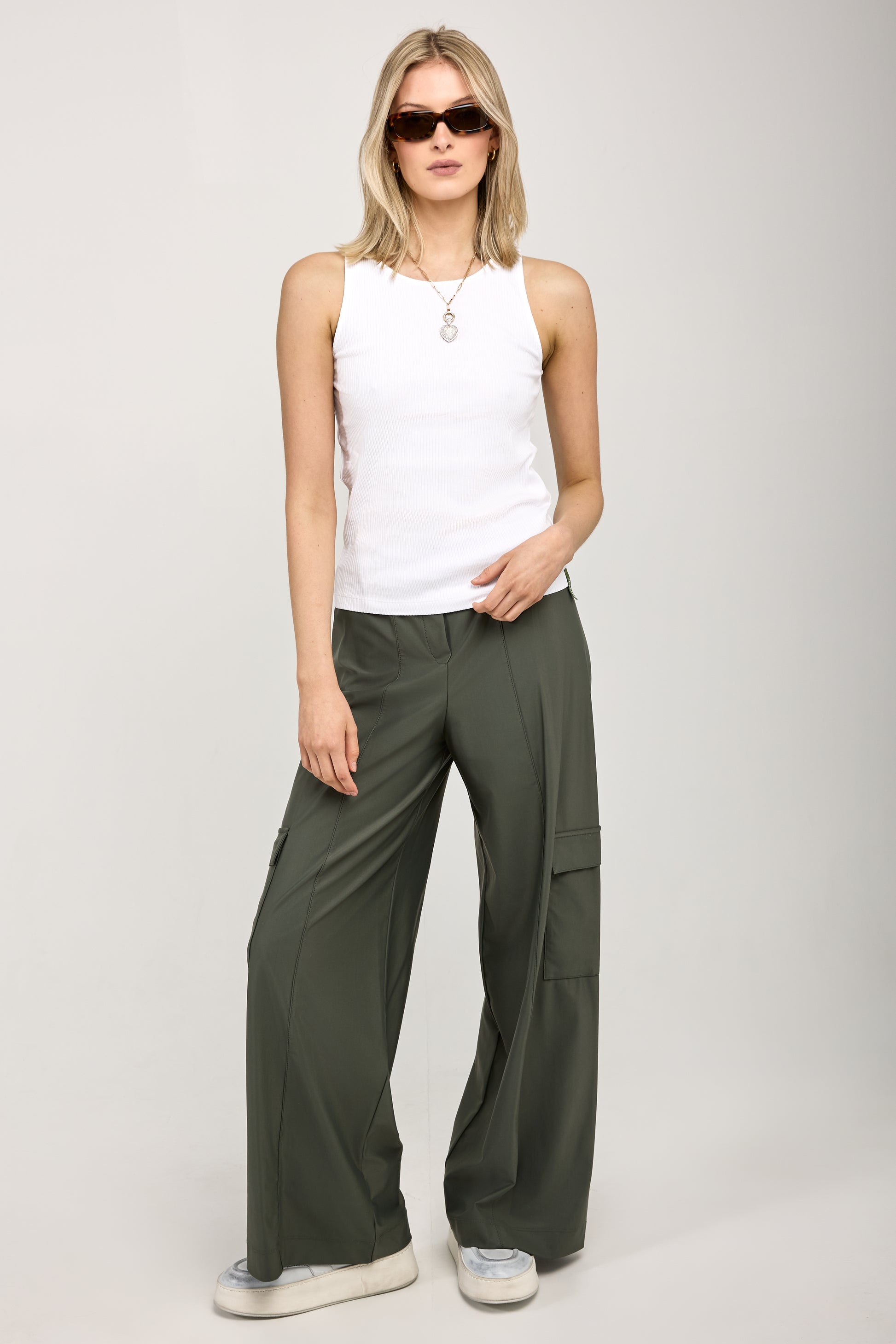 MAX MARA LEISURE Teseo Satin Jersey Cargo Pant in Dark Green