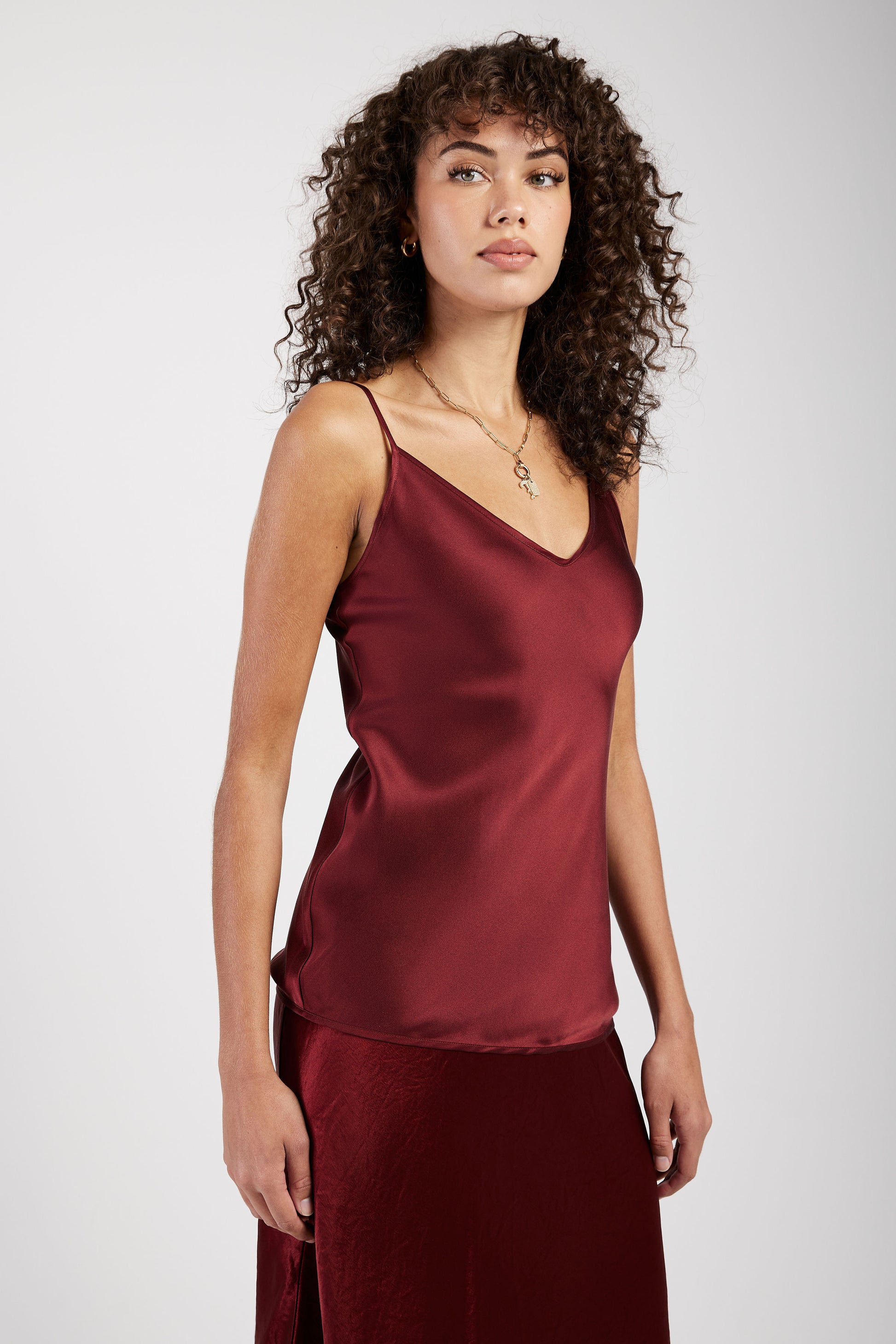 MAX MARA LEISURE Luca Silk Camisole Top in Brick Red