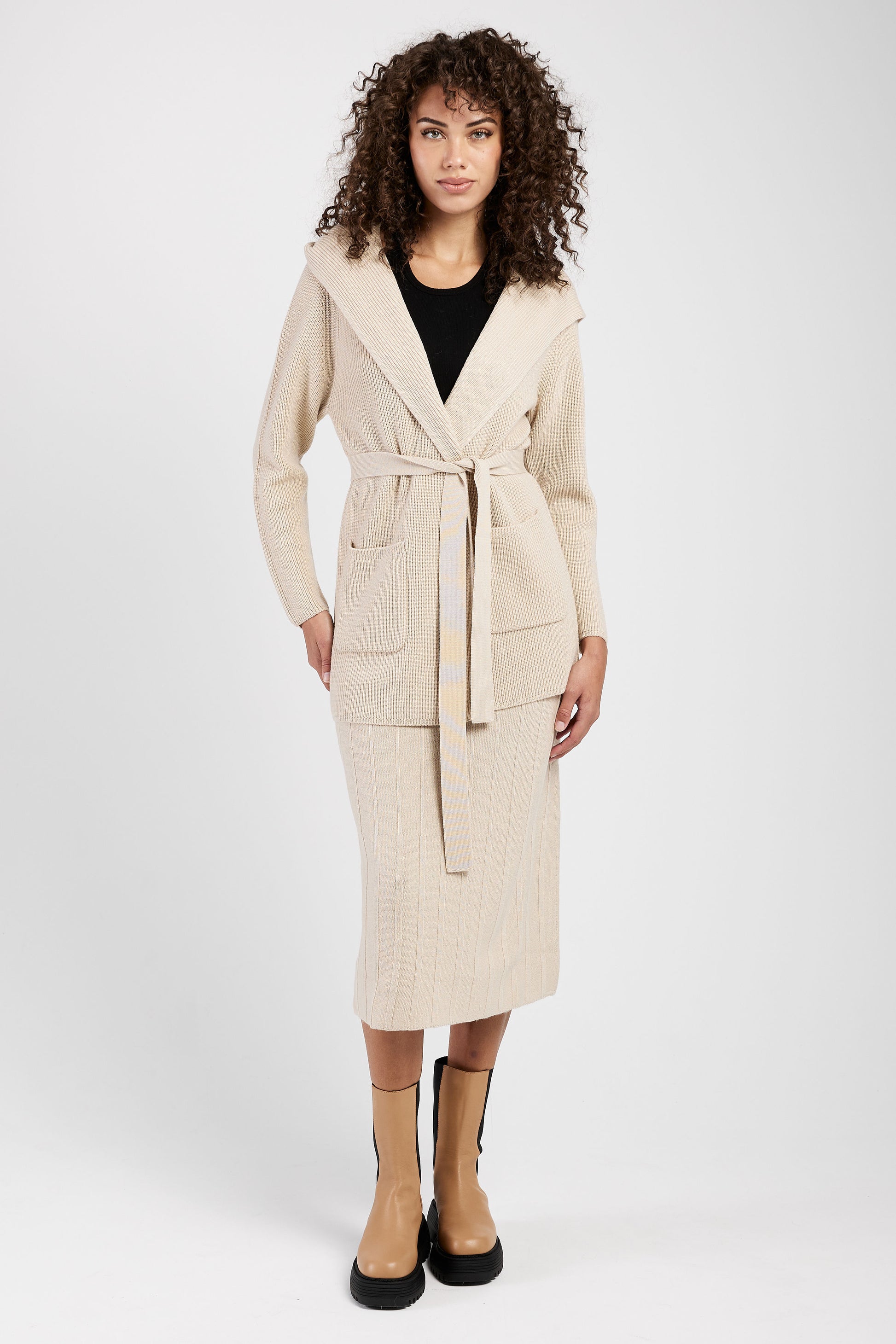 MAX MARA LEISURE Nava Knitted Coat Jacket in Beige
