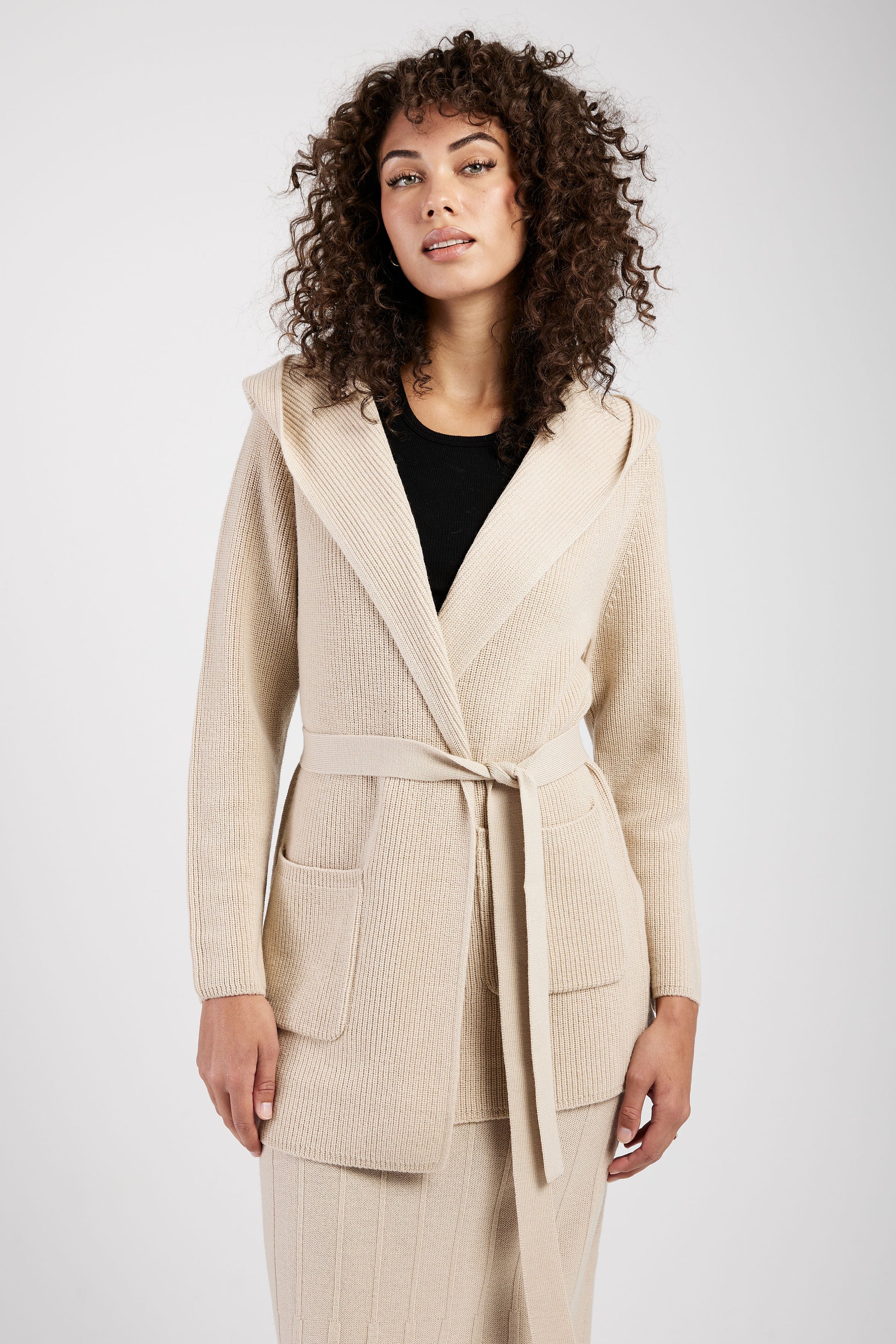 MAX MARA LEISURE Nava Knitted Coat Jacket in Beige