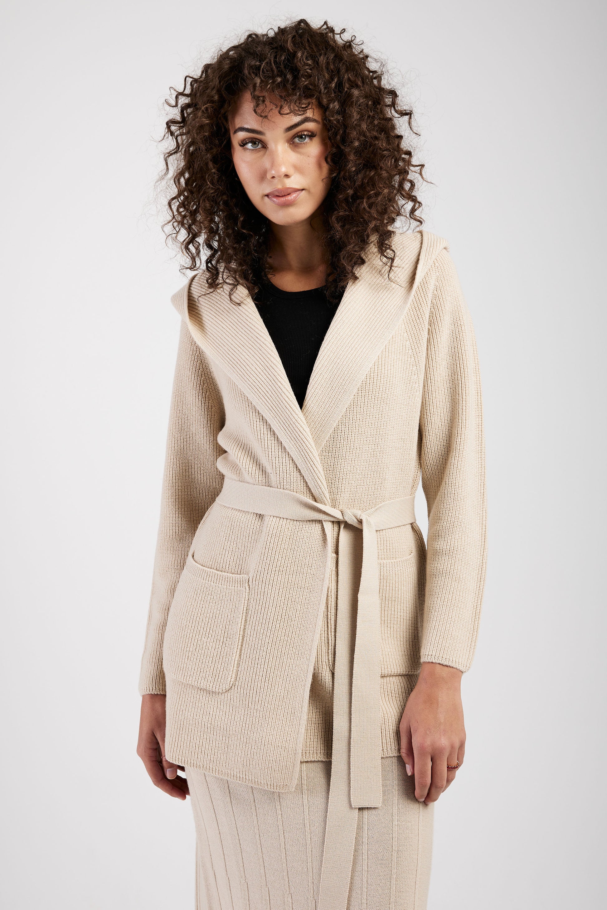 MAX MARA LEISURE Nava Knitted Coat Jacket in Beige