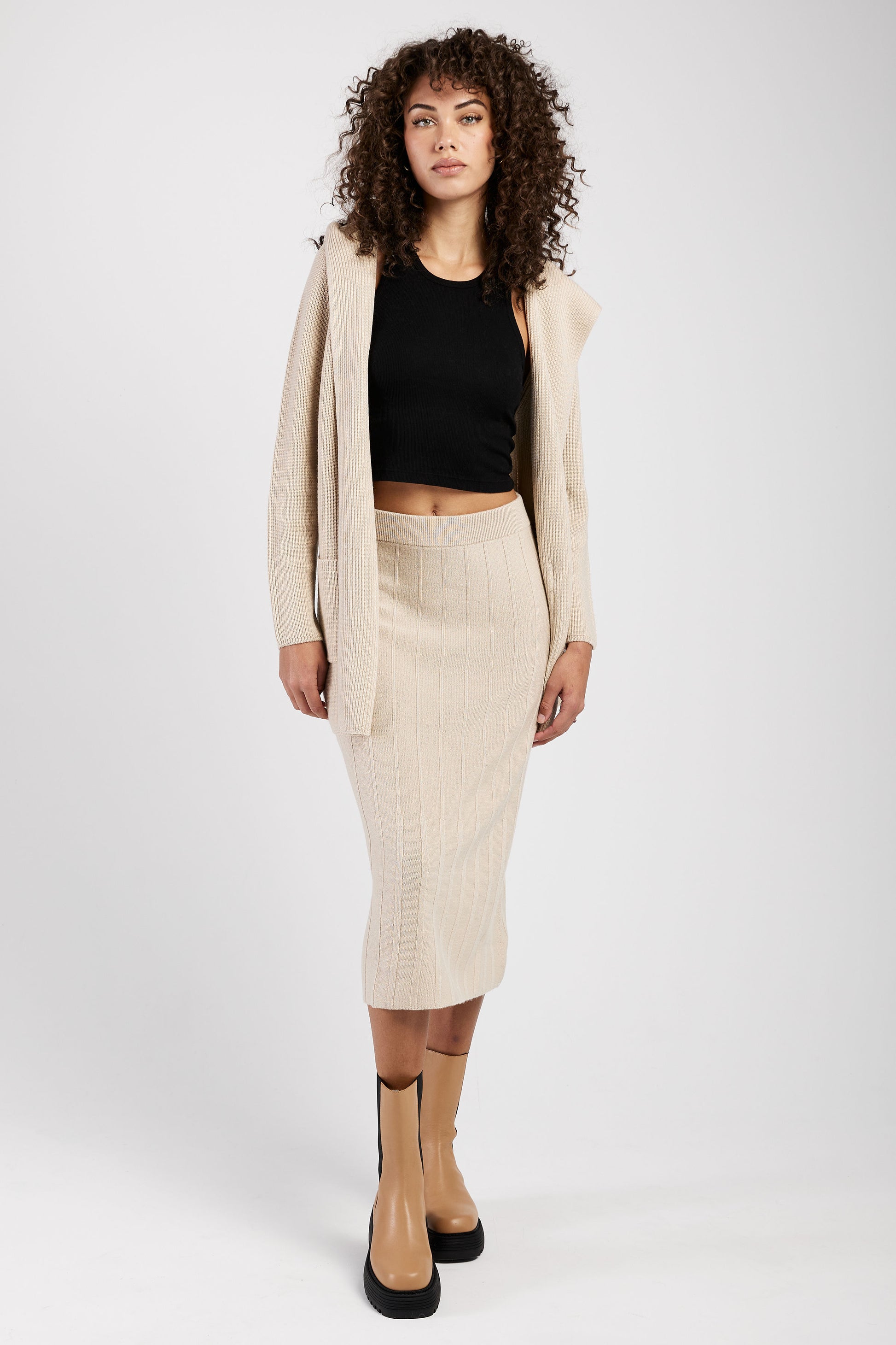 MAX MARA LEISURE Nava Knitted Coat Jacket in Beige