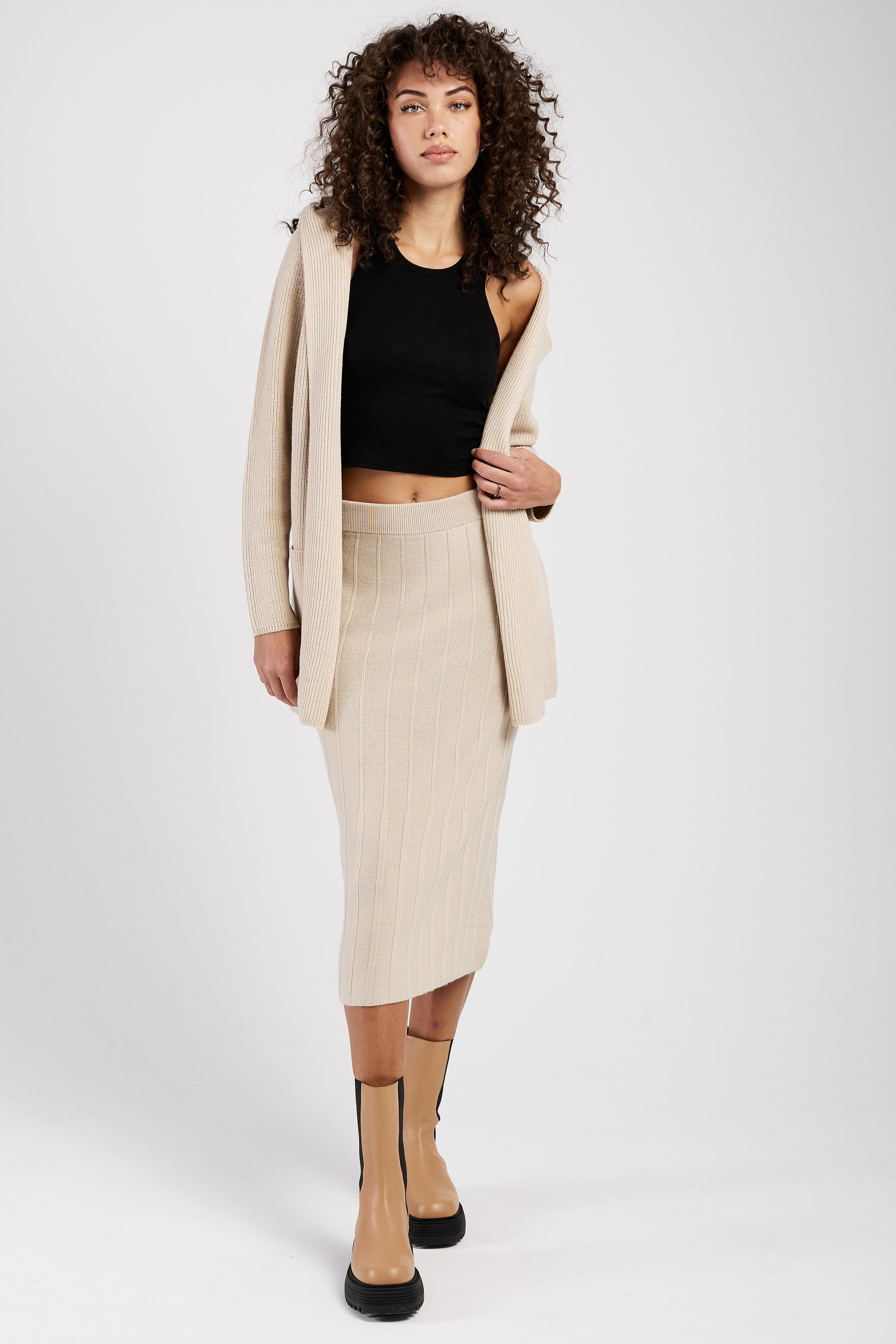 MAX MARA LEISURE Nava Knitted Coat Jacket in Beige
