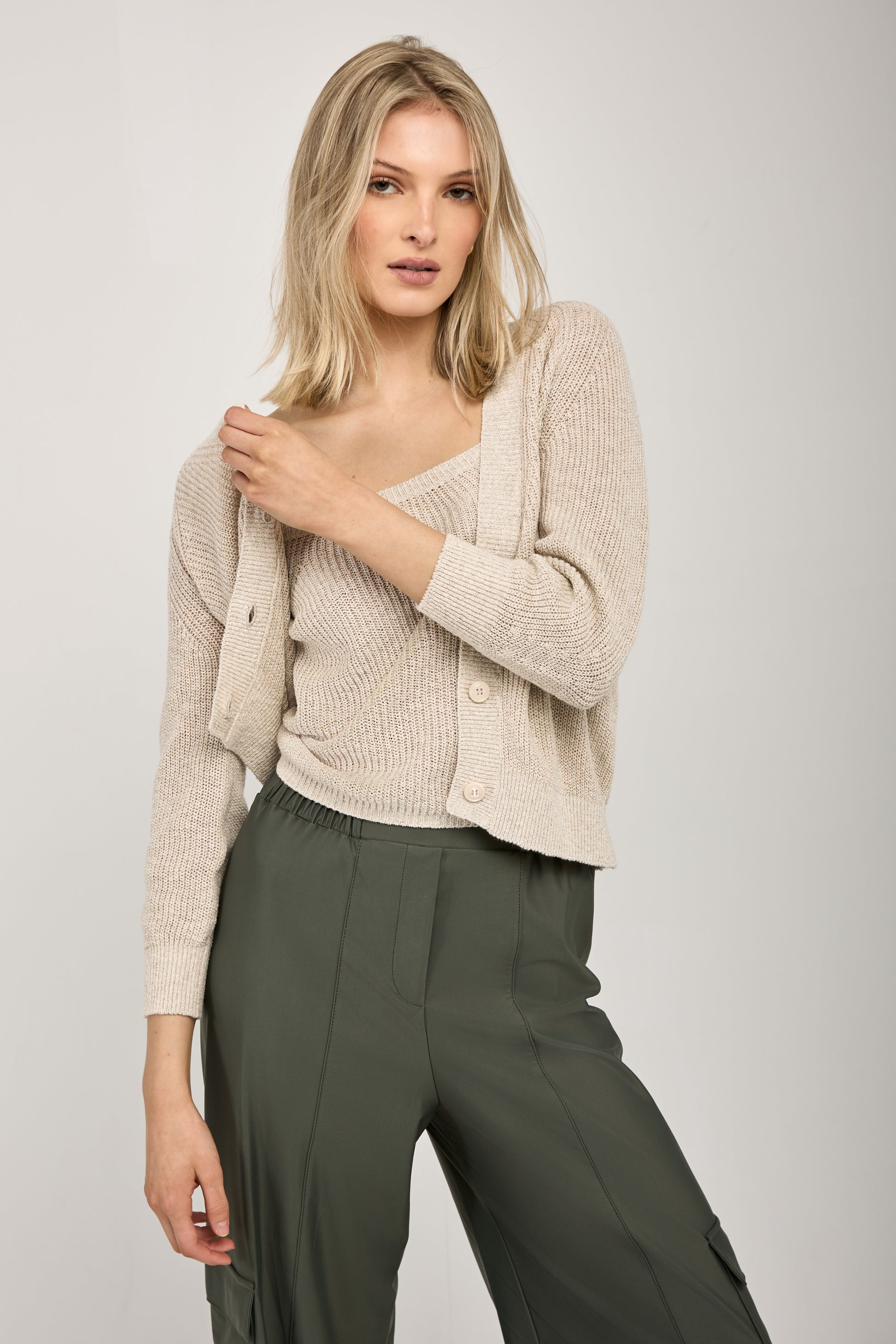 MAX MARA Tenore Knit Cardigan Twinset in Ecru