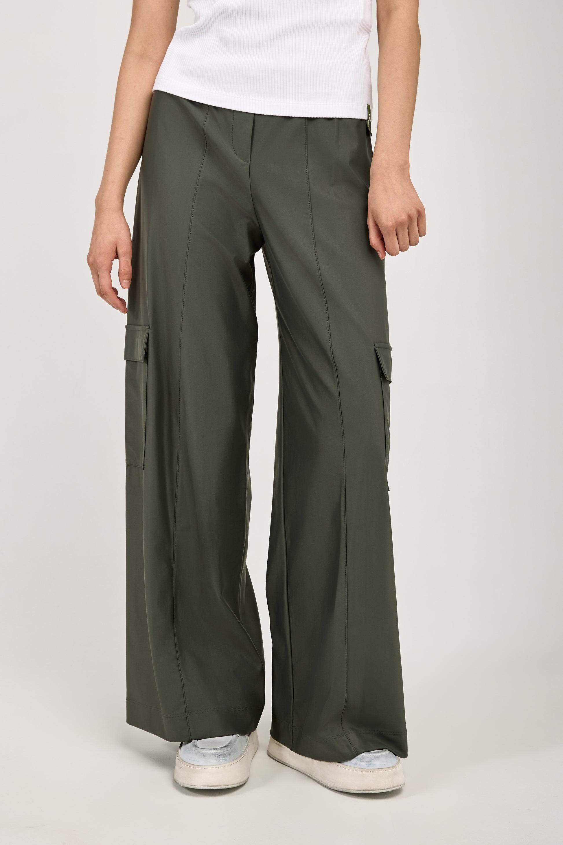 MAX MARA LEISURE Teseo Satin Jersey Cargo Pant in Dark Green