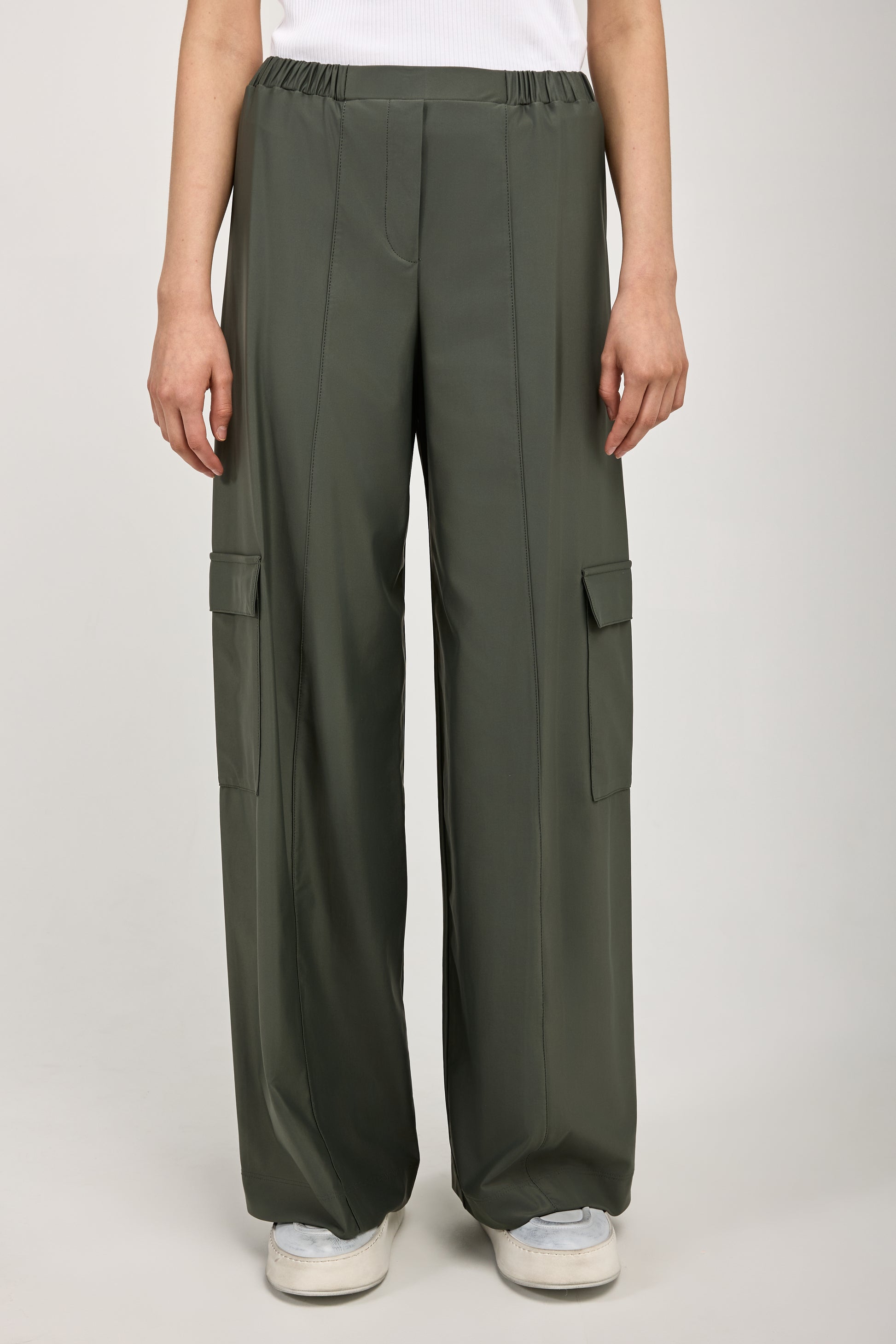 MAX MARA LEISURE Teseo Satin Jersey Cargo Pant in Dark Green