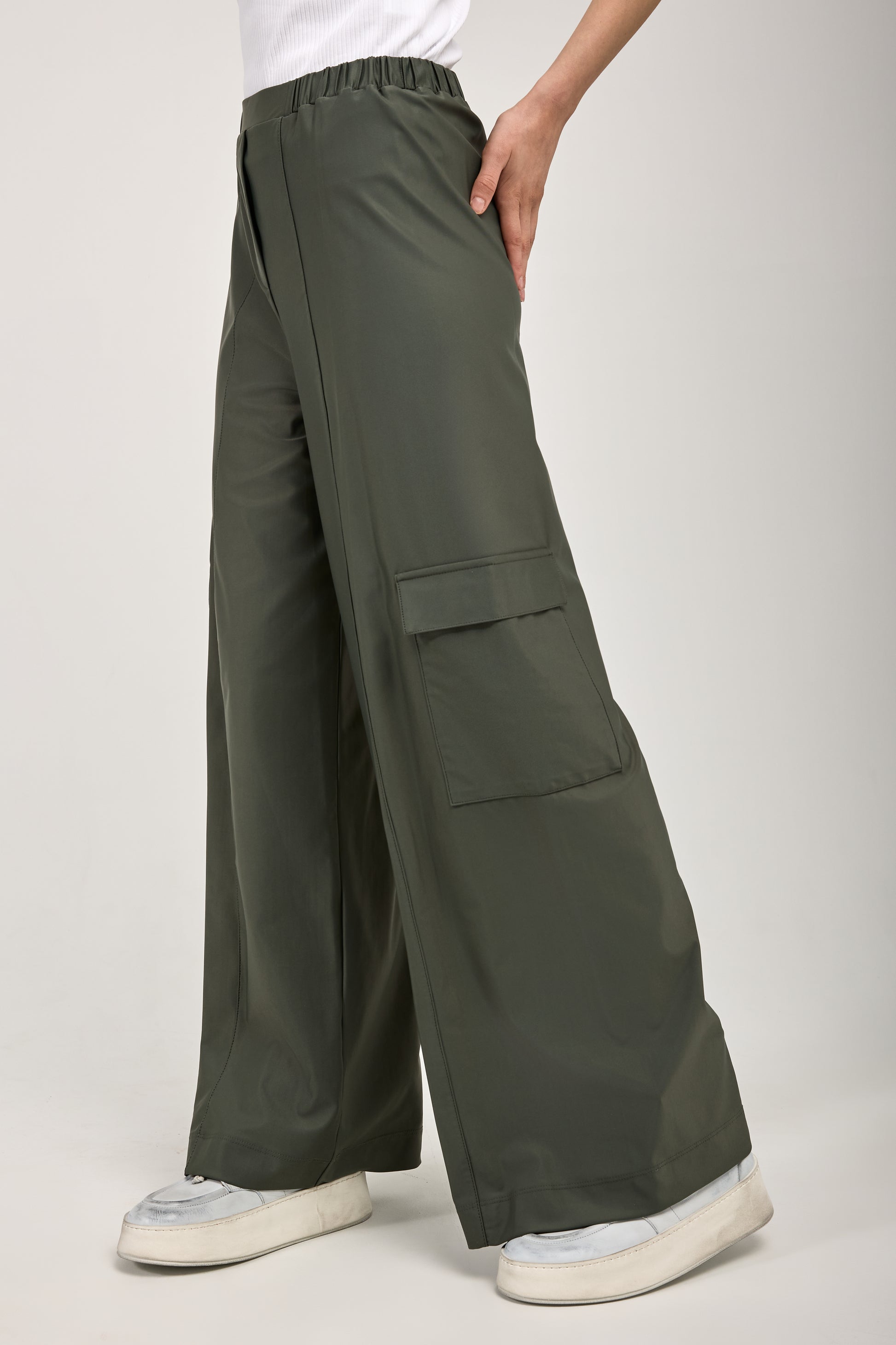 MAX MARA LEISURE Teseo Satin Jersey Cargo Pant in Dark Green