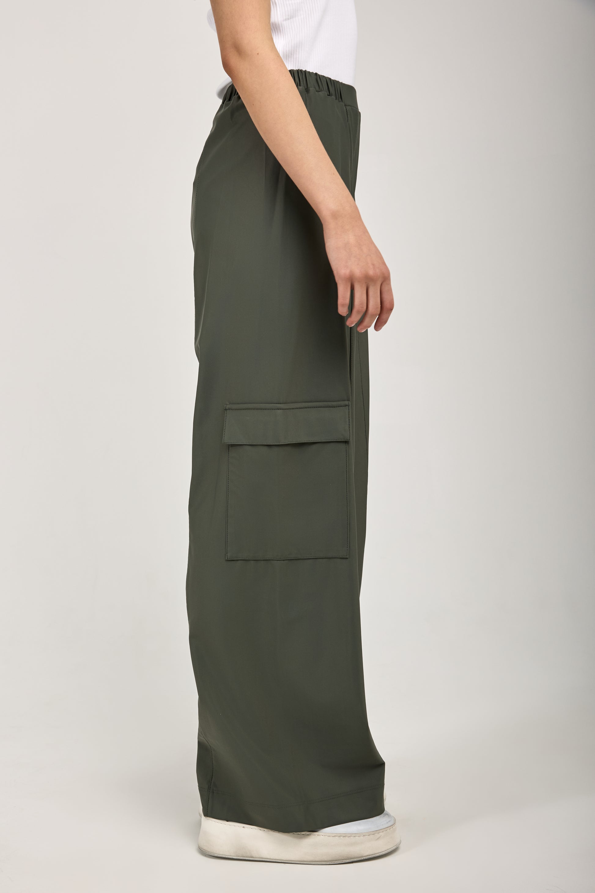 MAX MARA LEISURE Teseo Satin Jersey Cargo Pant in Dark Green