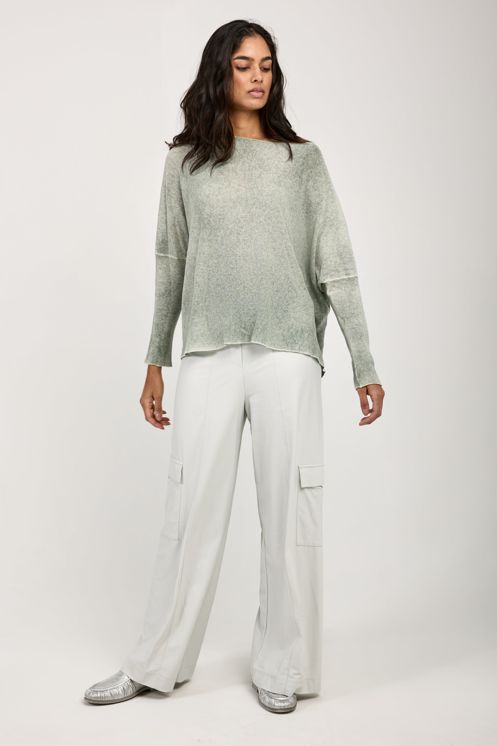 MAX MARA LEISURE Teseo Satin Jersey Cargo Pant in Stone