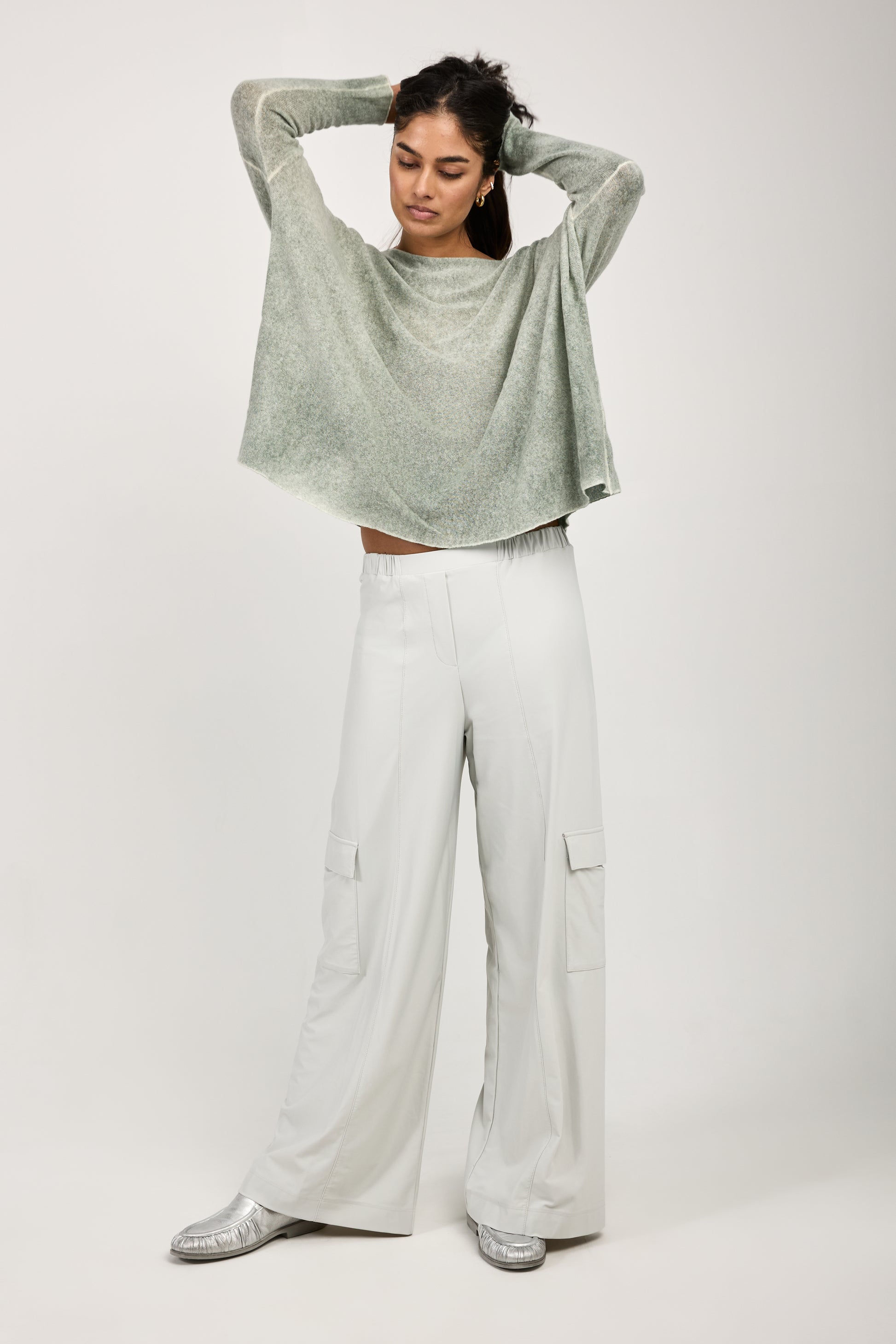 MAX MARA LEISURE Teseo Satin Jersey Cargo Pant in Stone