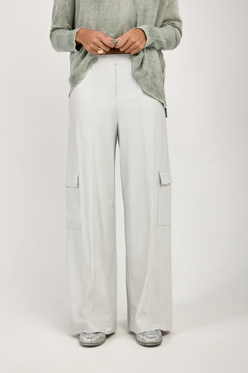 MAX MARA LEISURE Teseo Satin Jersey Cargo Pant in Stone