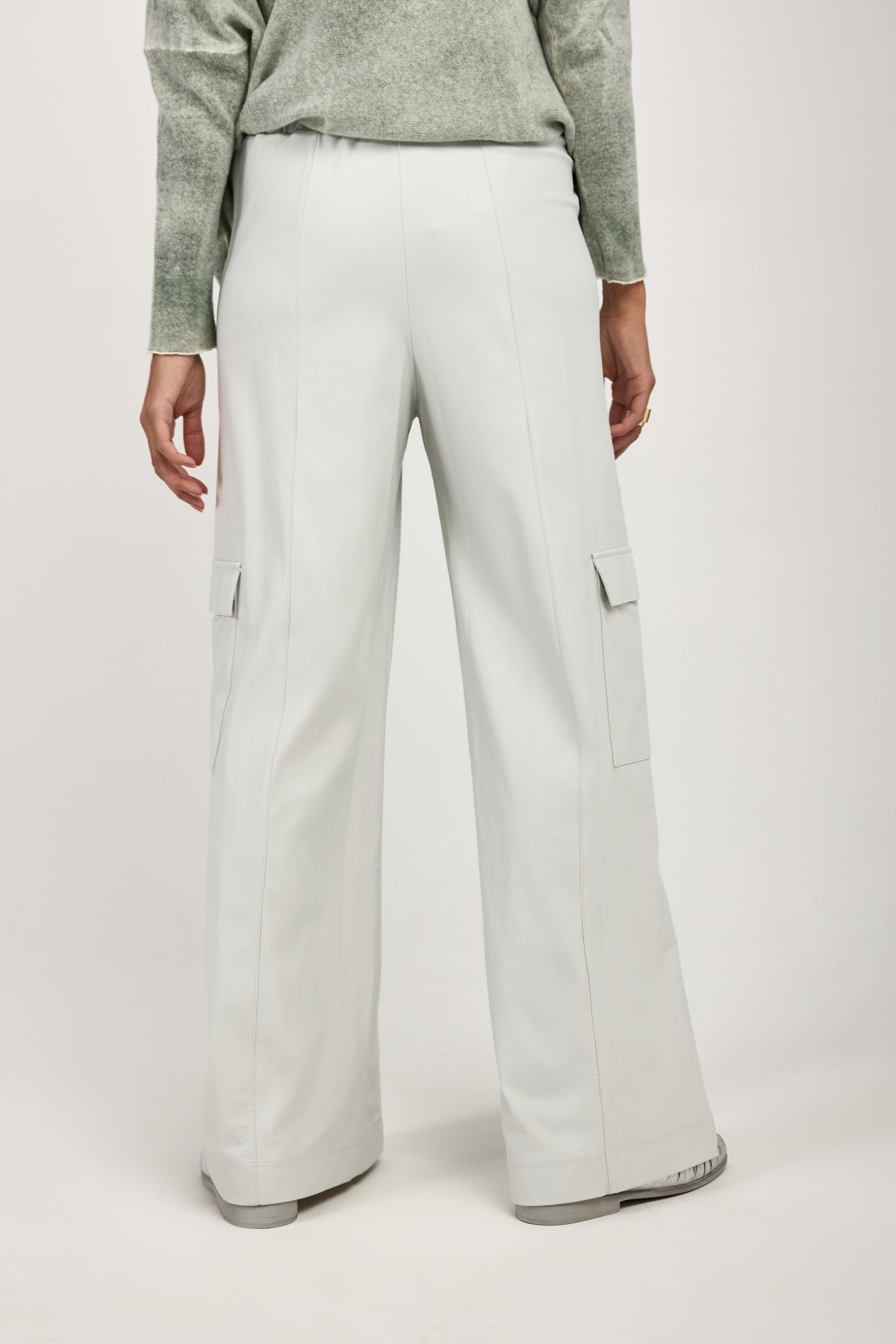 MAX MARA LEISURE Teseo Satin Jersey Cargo Pant in Stone