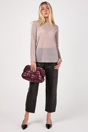 Prugna Knit Top in Powder Lurex