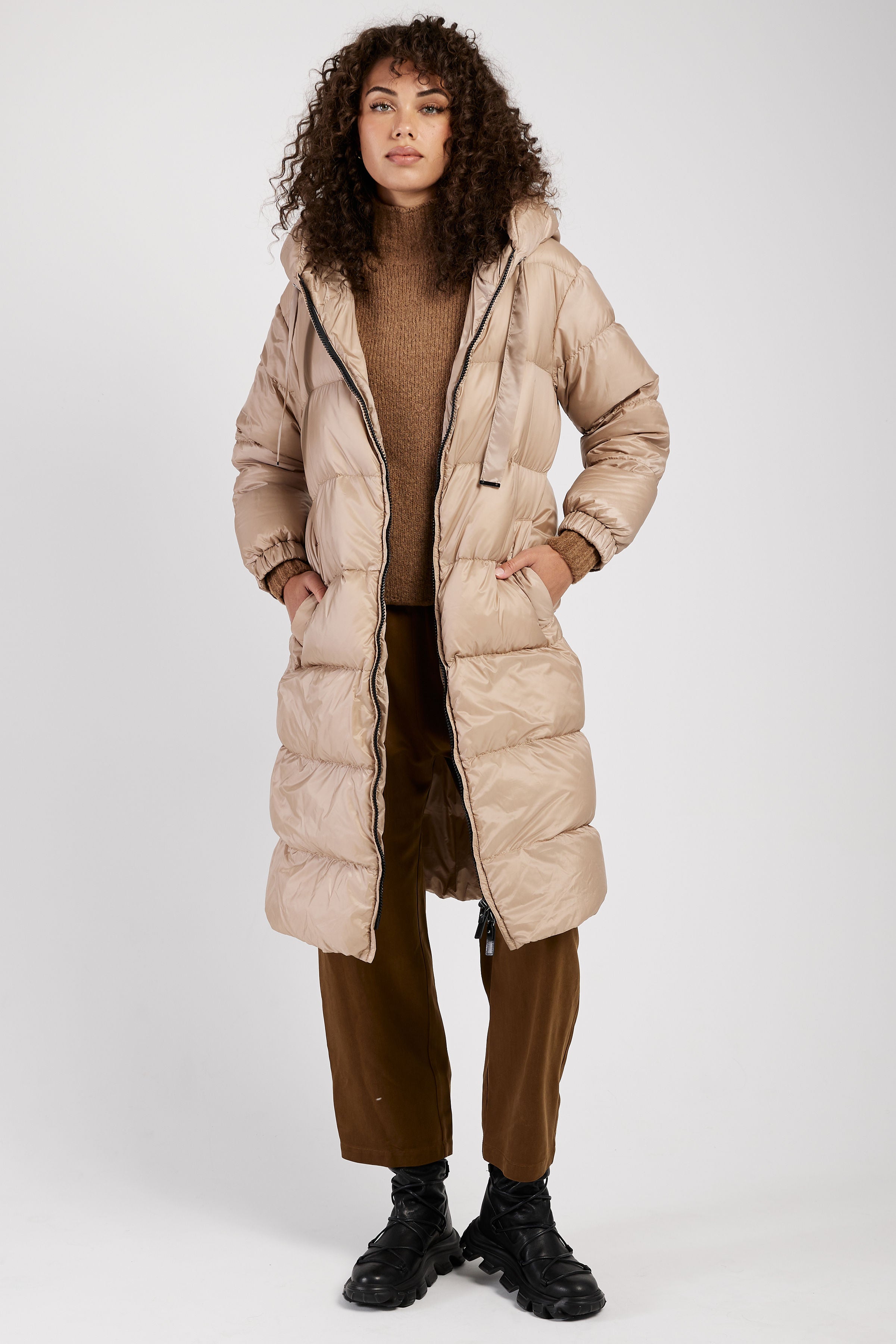 Max Mara Seipa Puffer Coat in Beige