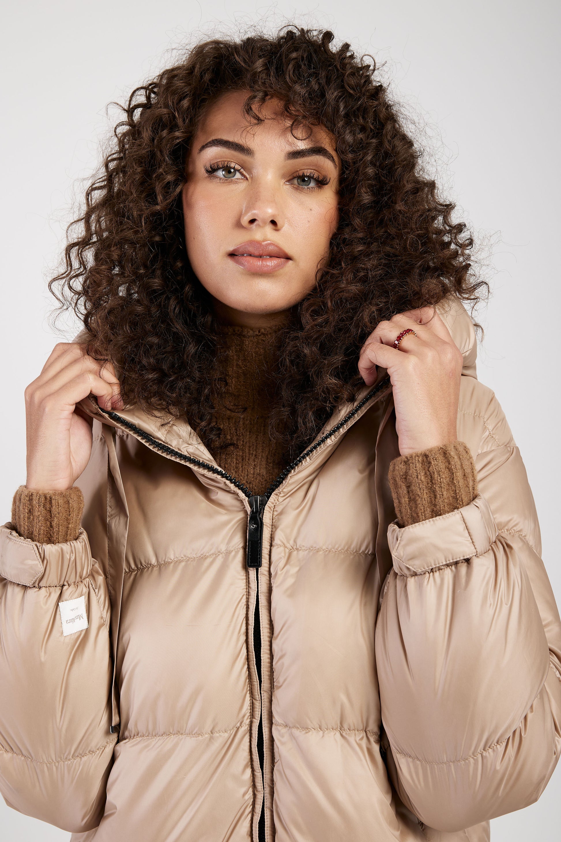 MAX MARA THE CUBE Seipa Puffer Coat in Beige