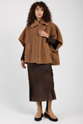 MAX MARA Tebe Teddy Cape Wrap Poncho in Camel