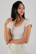 NSF Chasse Rib Short Sleeve Ballet Tee in French Vanilla