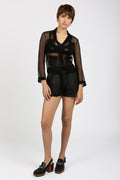 N°21 Sheer Silk Blazer Top in Black