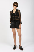 N°21 Sheer Silk Blazer Top in Black