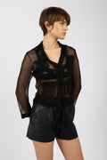 N°21 Sheer Silk Blazer Top in Black