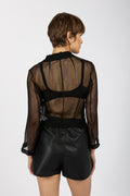N°21 Sheer Silk Blazer Top in Black