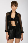 N°21 Sheer Silk Blazer Top in Black