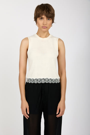N°21 Sleeveless Knit Top in Yoghourt