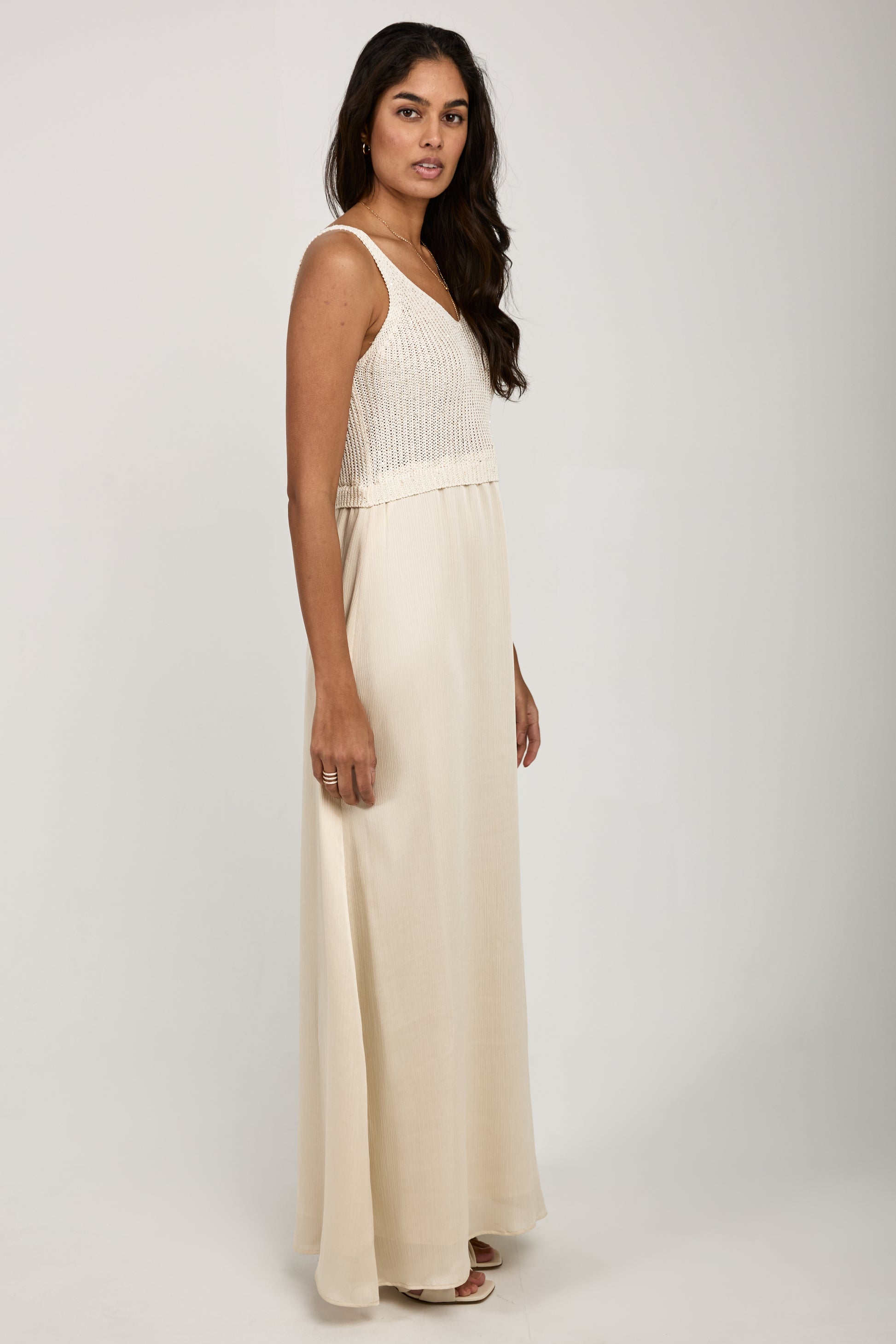 PESERICO Cotton Cordonnet Sequins Dress in Venitian Stucco