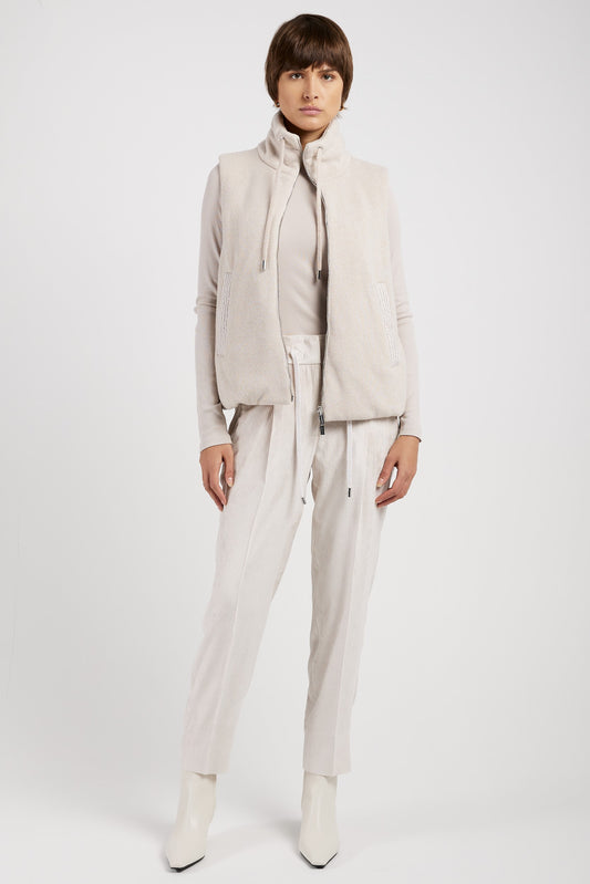 PESERICO Drawstring Corduroy Tricot Pant in Marble Dust