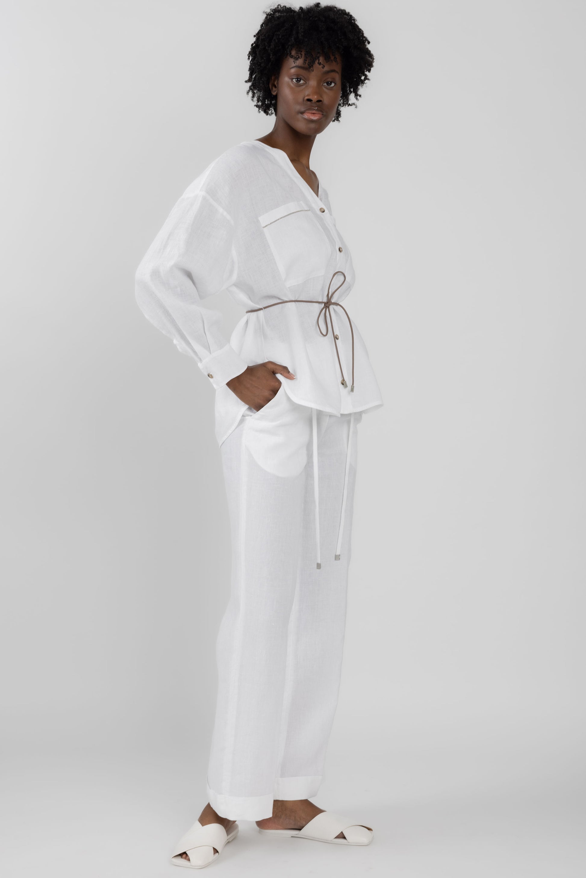 PESERICO Linen Shirt in Optical White