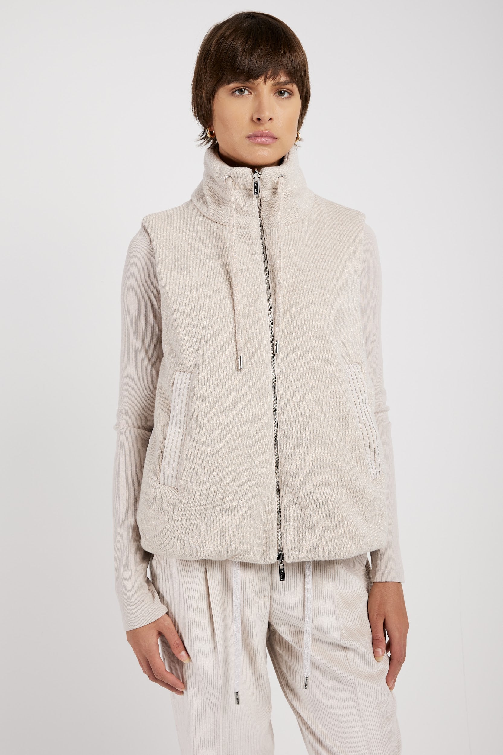 PESERICO Reversible Padded Vest in Marble Dust