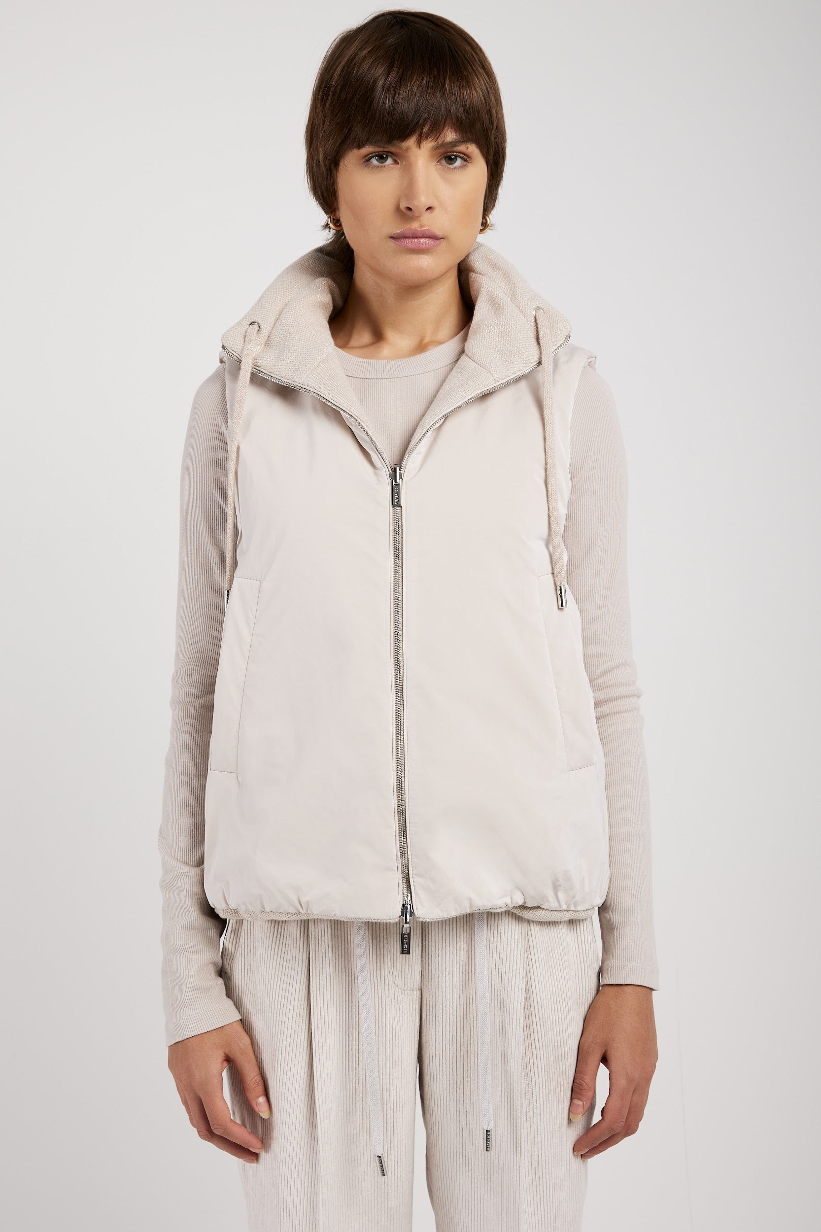 PESERICO Reversible Padded Vest in Marble Dust