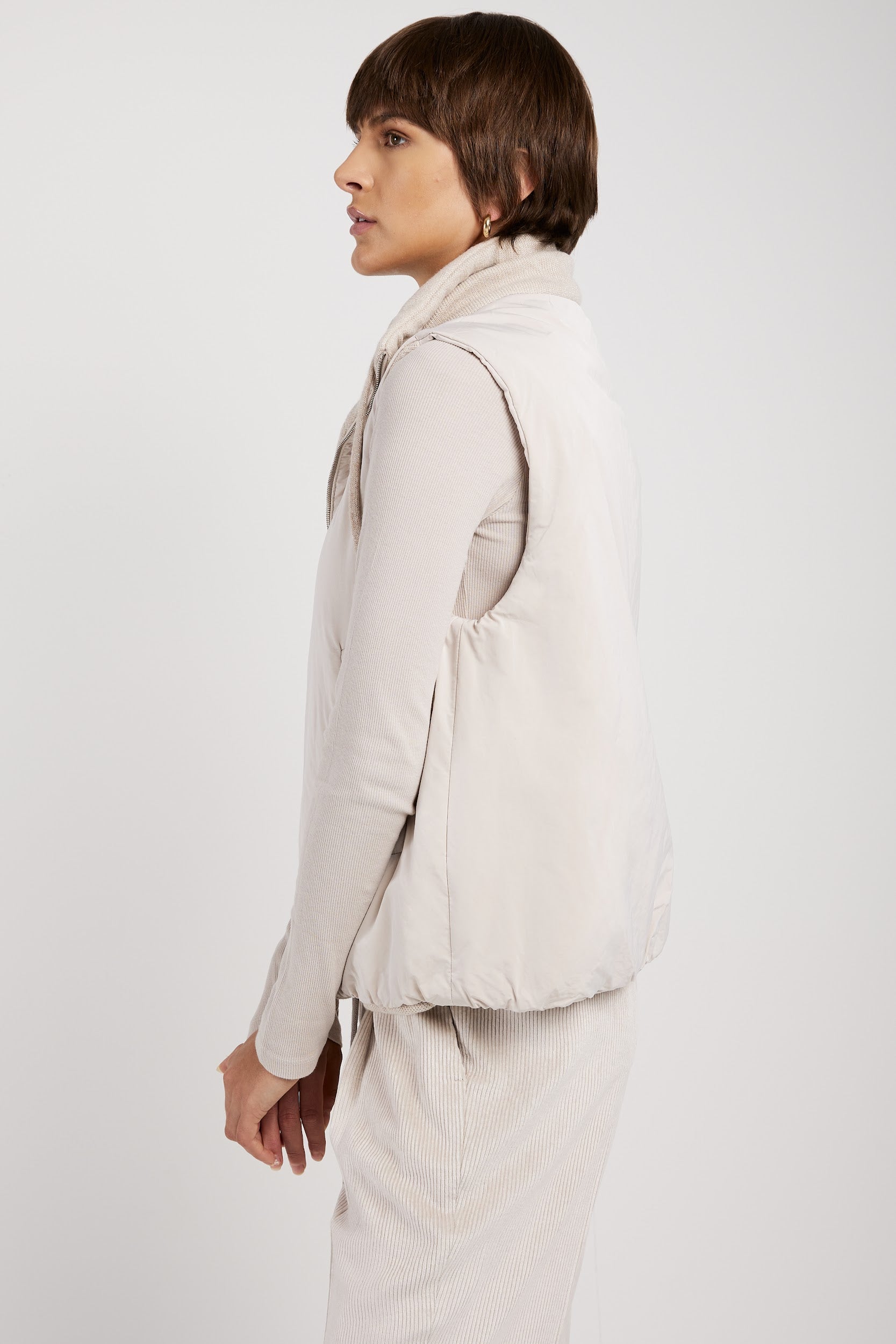 PESERICO Reversible Padded Vest in Marble Dust