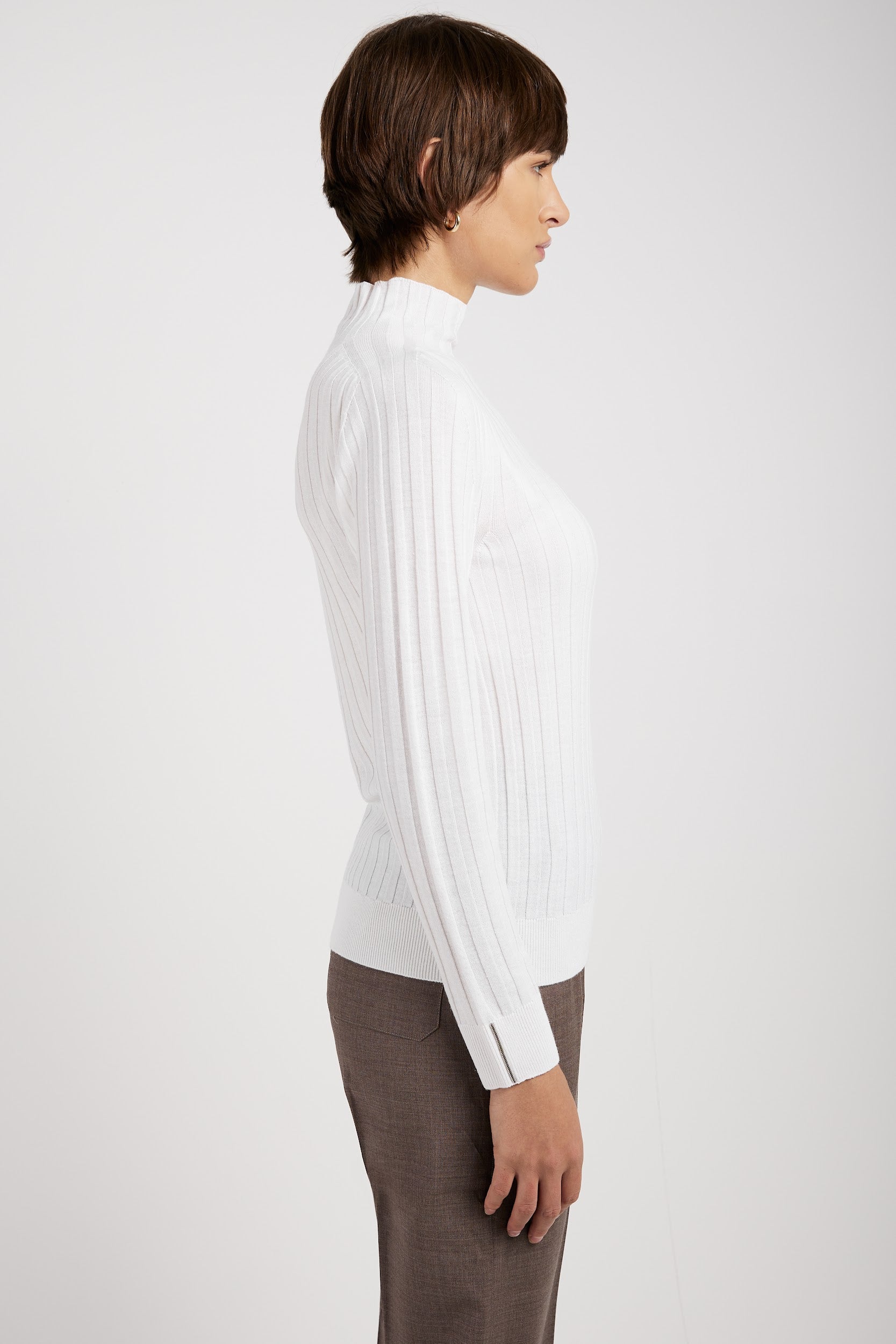 PESERICO Tricot Mock Neck Sweater in Bright White