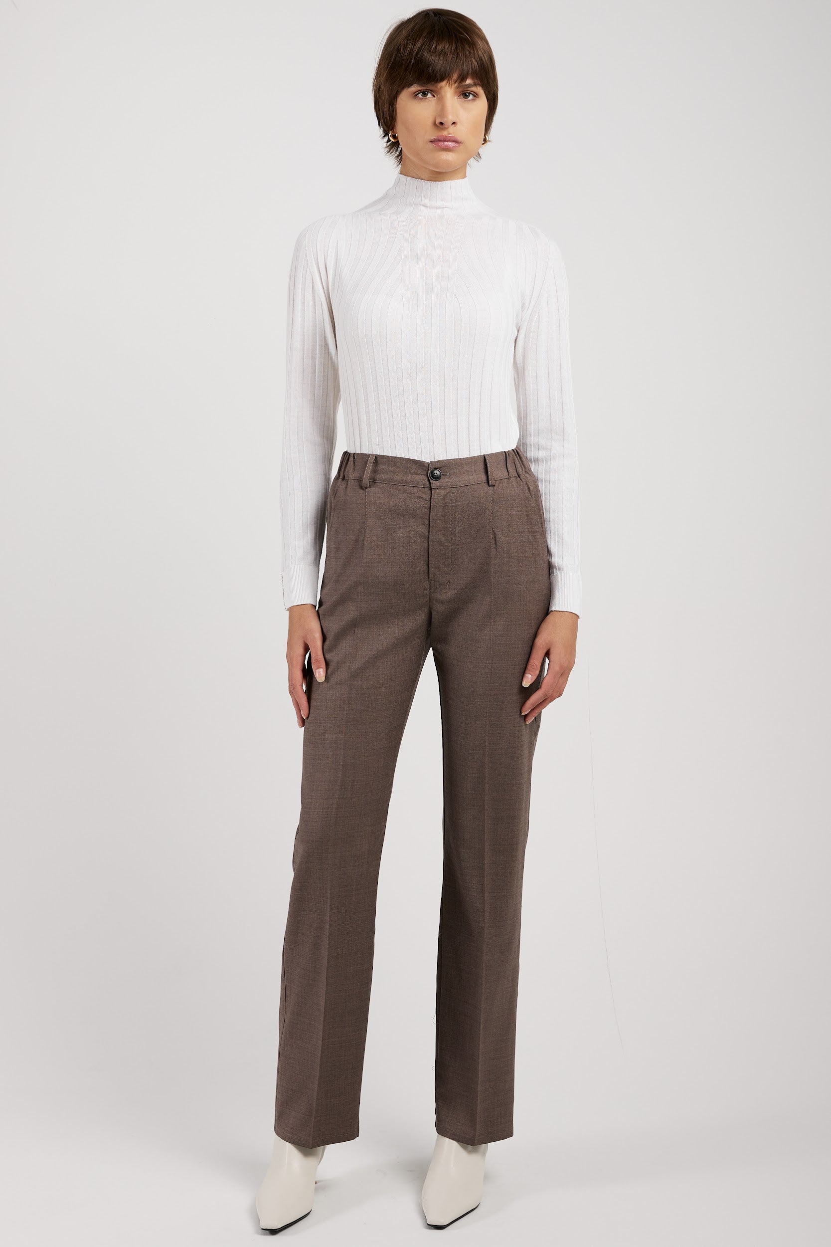 PESERICO Tricot Mock Neck Sweater in Bright White