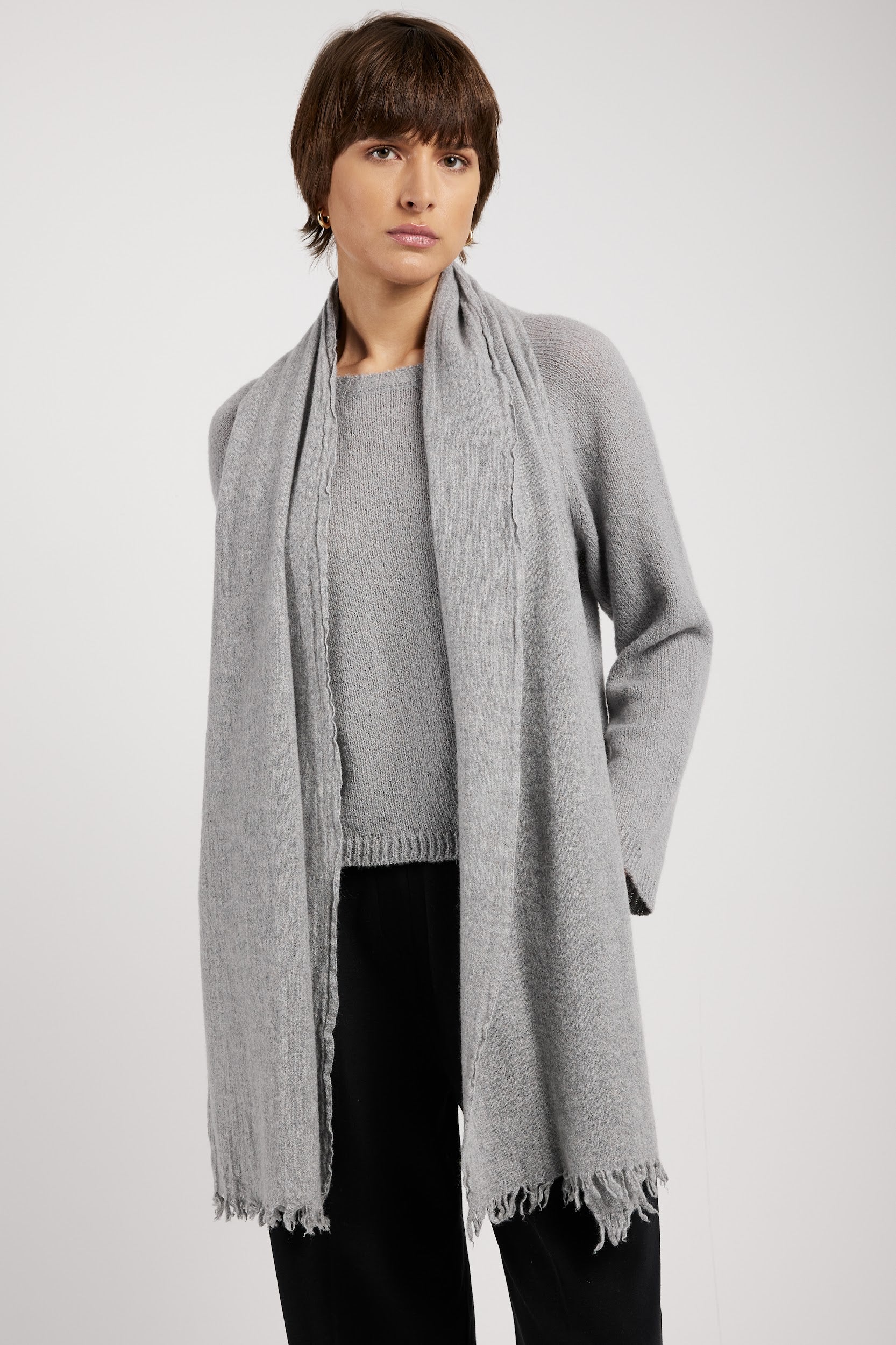 PRIVATE 0204 Cashmere Scarf in Heather Grey