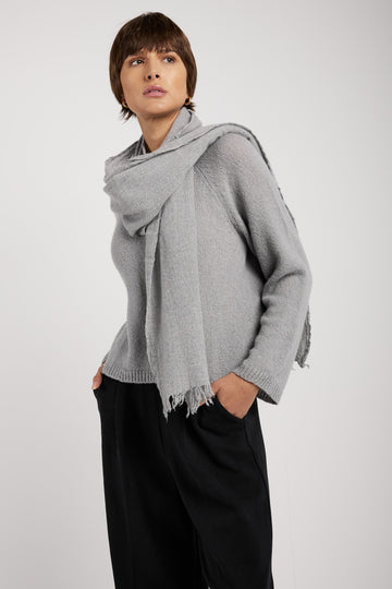 PRIVATE 0204 Cashmere Scarf in Heather Grey