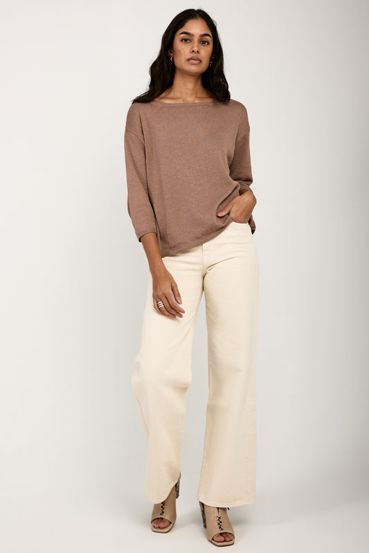 PRIVATE 0204 Cotton Silk Pullover Sweater in Skin