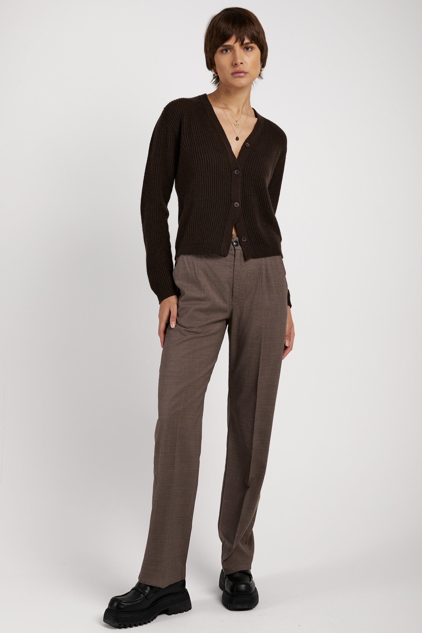 PRIVATE 0204 Light Cashmere Cardigan in Kakao