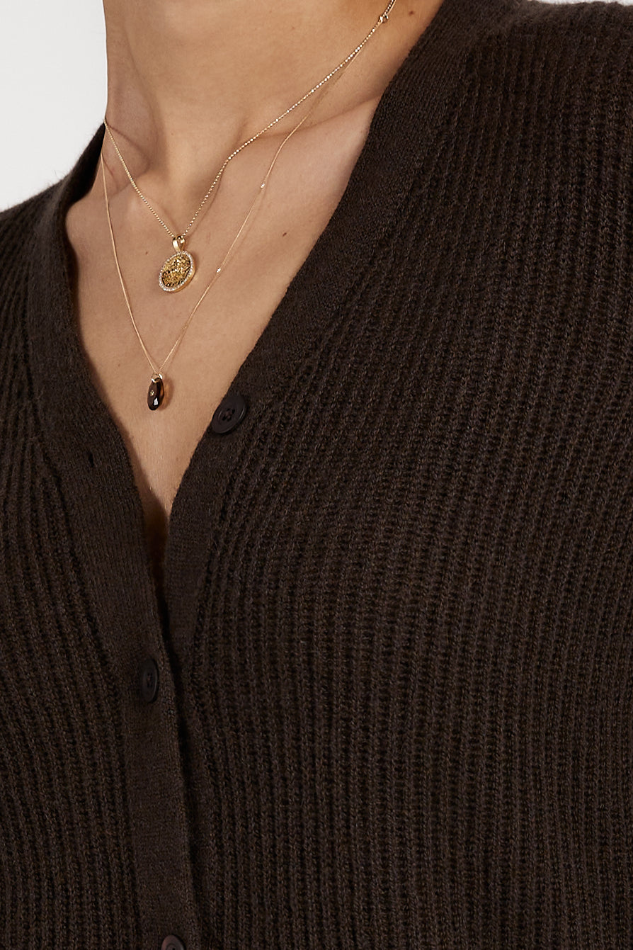 PRIVATE 0204 Light Cashmere Cardigan in Kakao