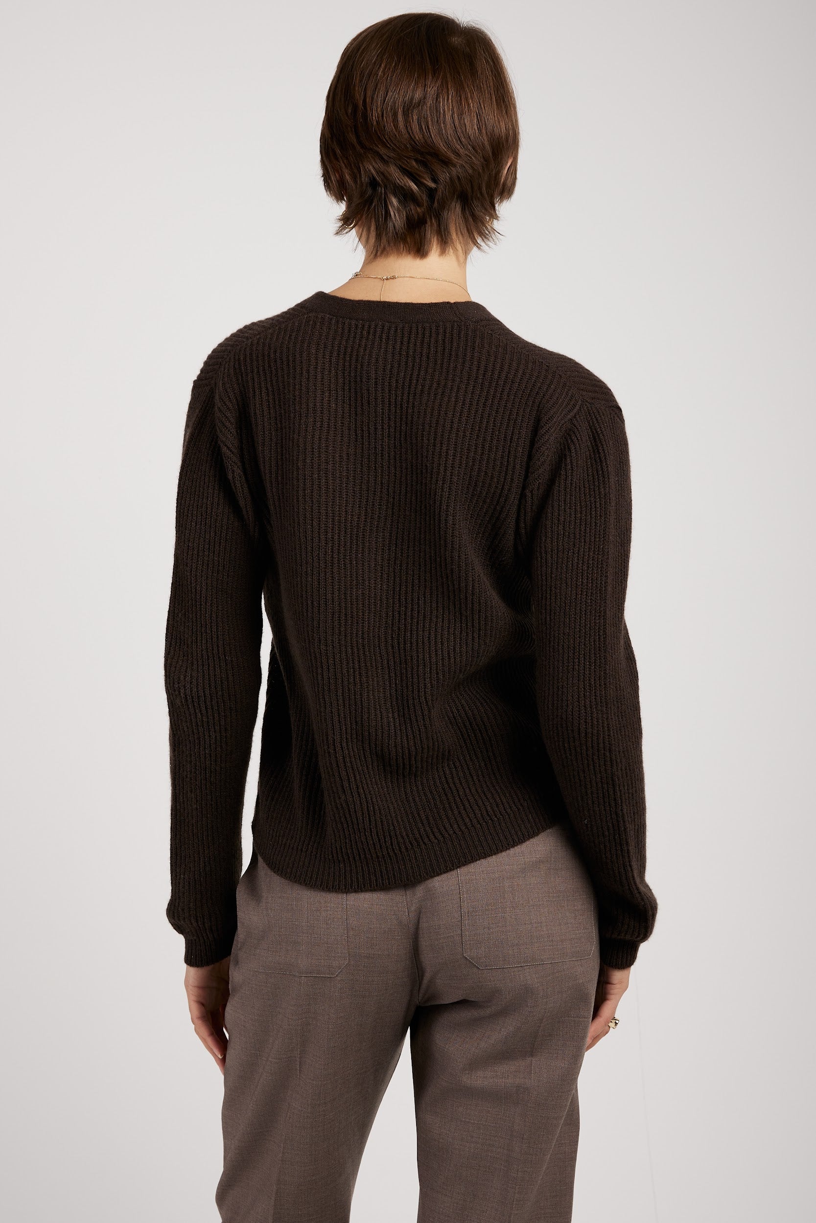 PRIVATE 0204 Light Cashmere Cardigan in Kakao