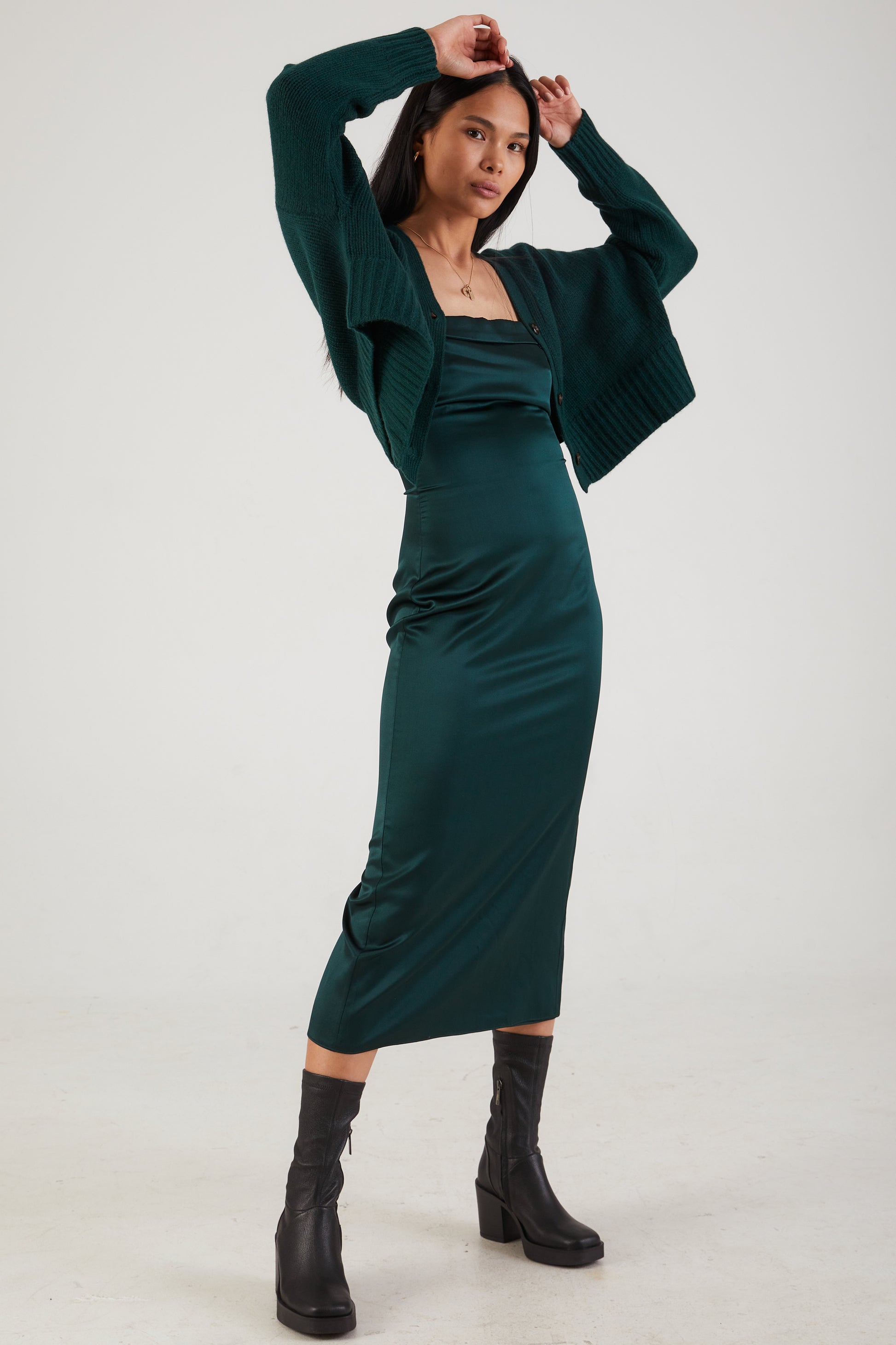 SABLYN Severine Strapless Dress in Deep Forest