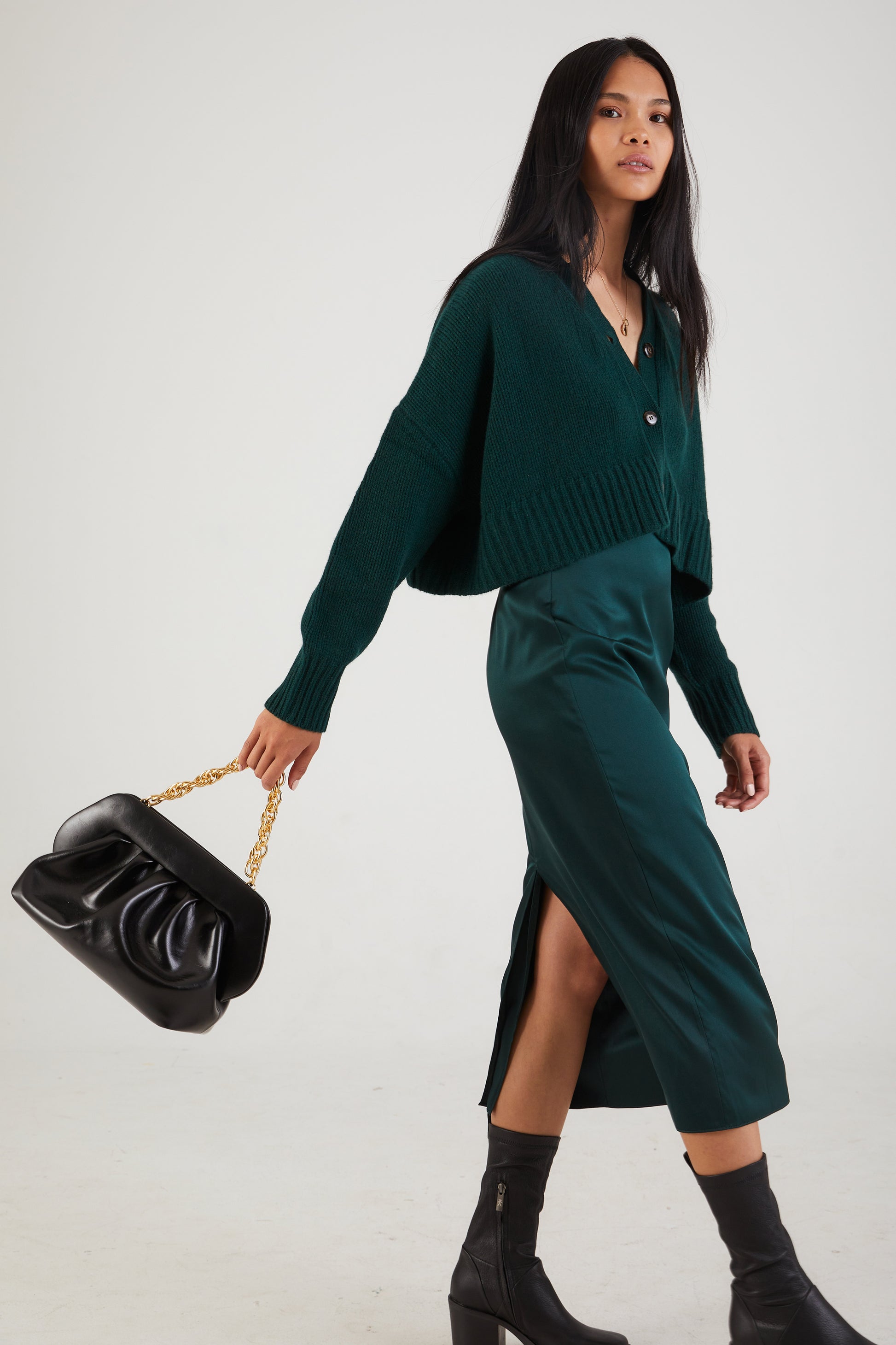 SABLYN Severine Strapless Dress in Deep Forest