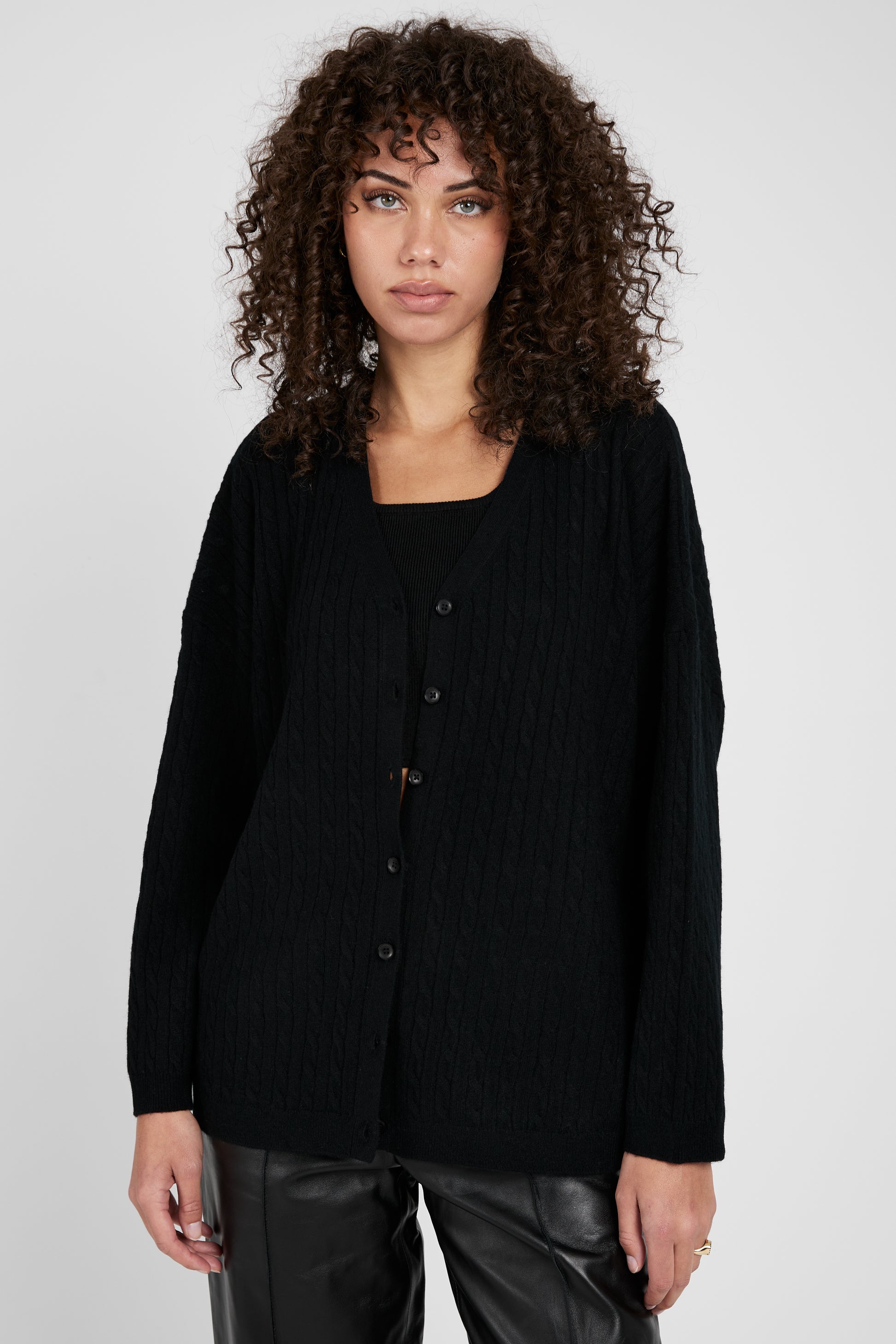 SABLYN Cooper Cable Knit Cardigan in Black