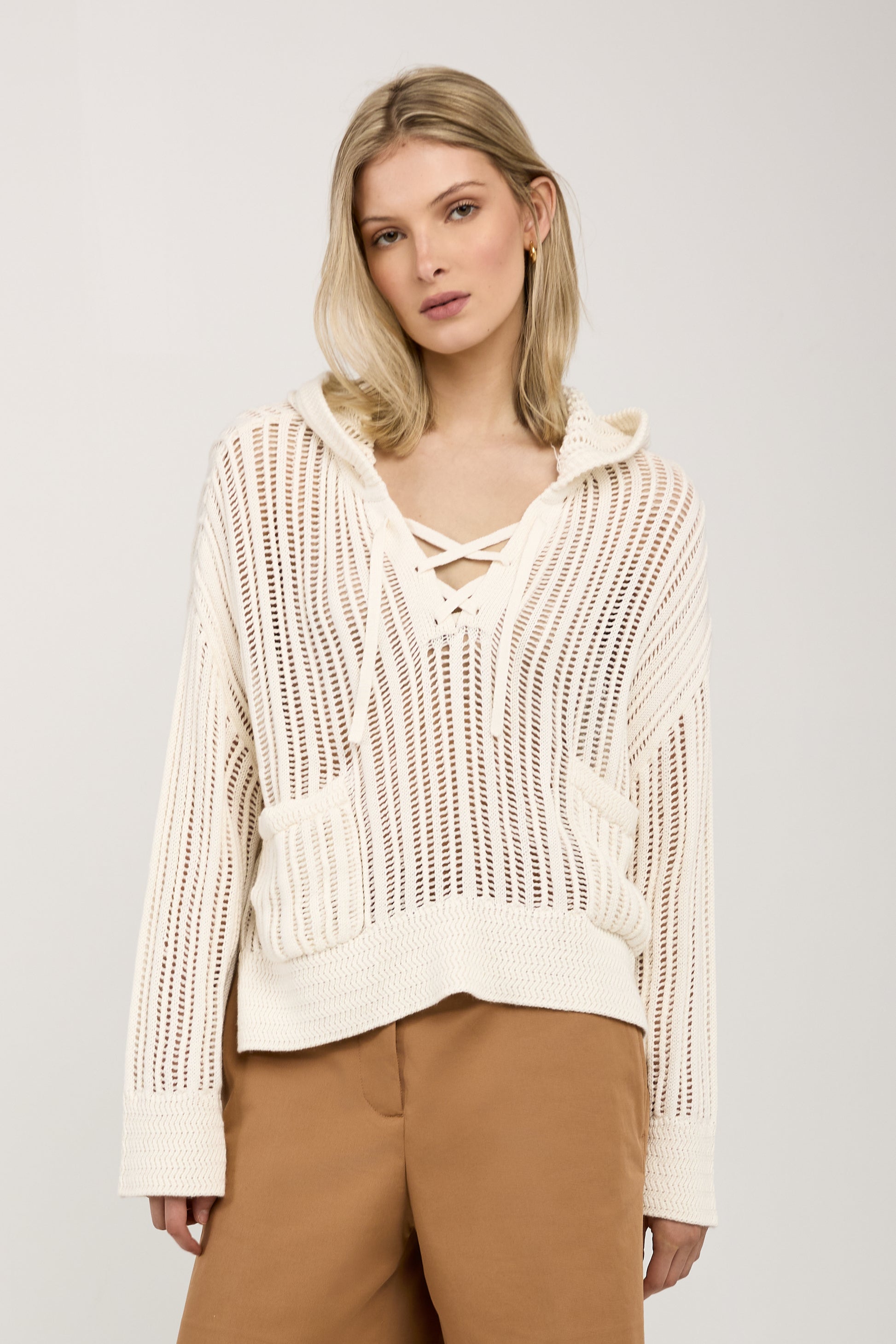 SABLYN Elowen Cotton Cashmere Hoodie in Gardenia