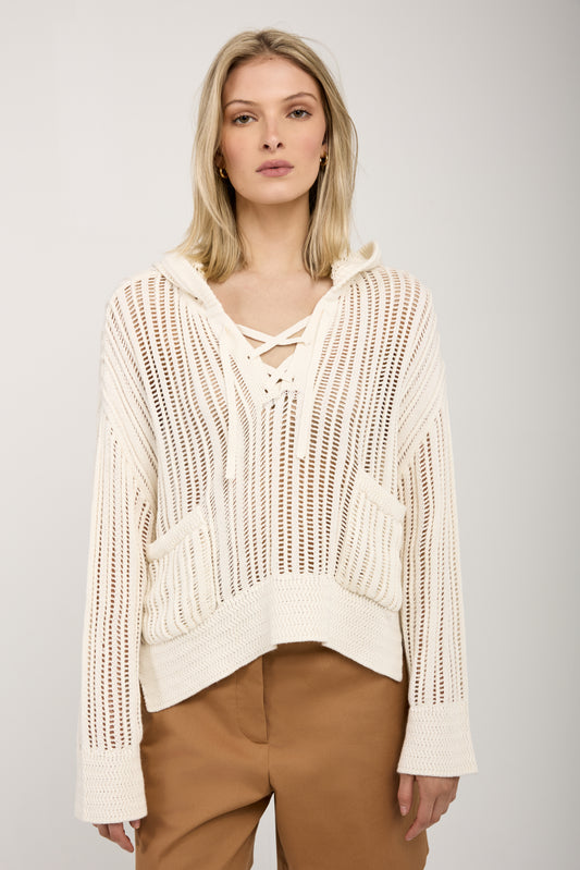 SABLYN Elowen Cotton Cashmere Hoodie in Gardenia