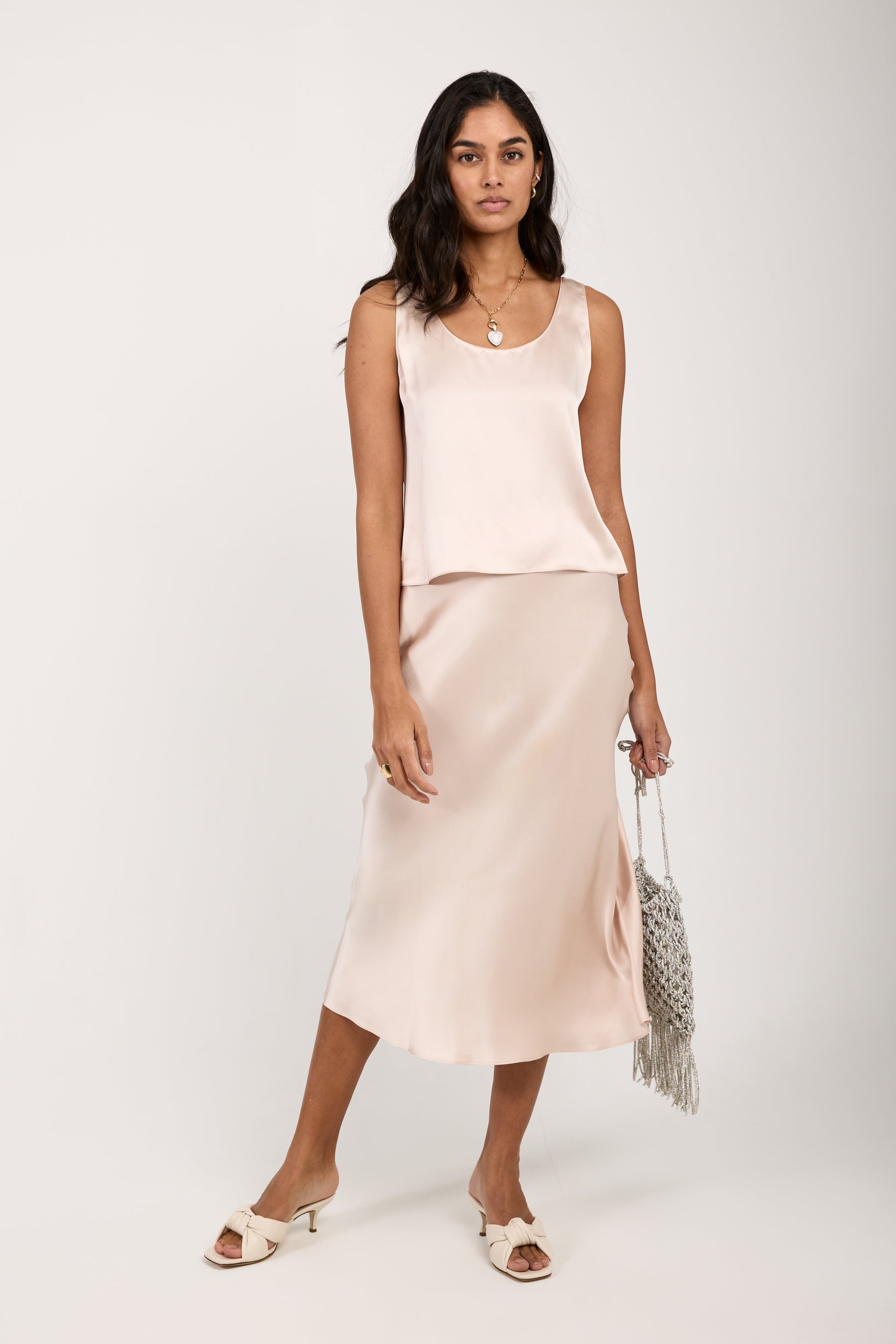 SABLYN Miranda Silk Midi Skirt in Lunar