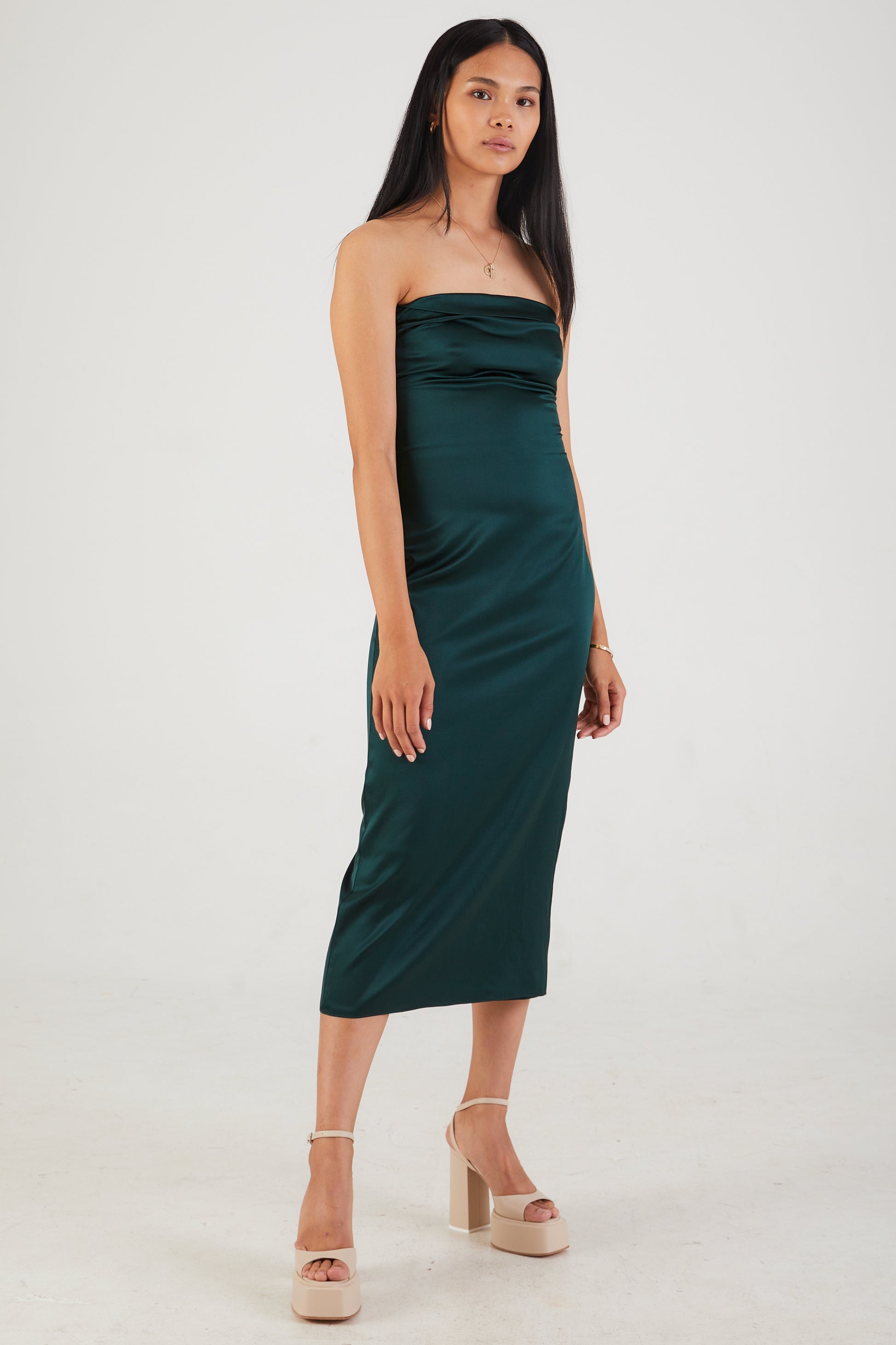 SABLYN Severine Strapless Dress in Deep Forest