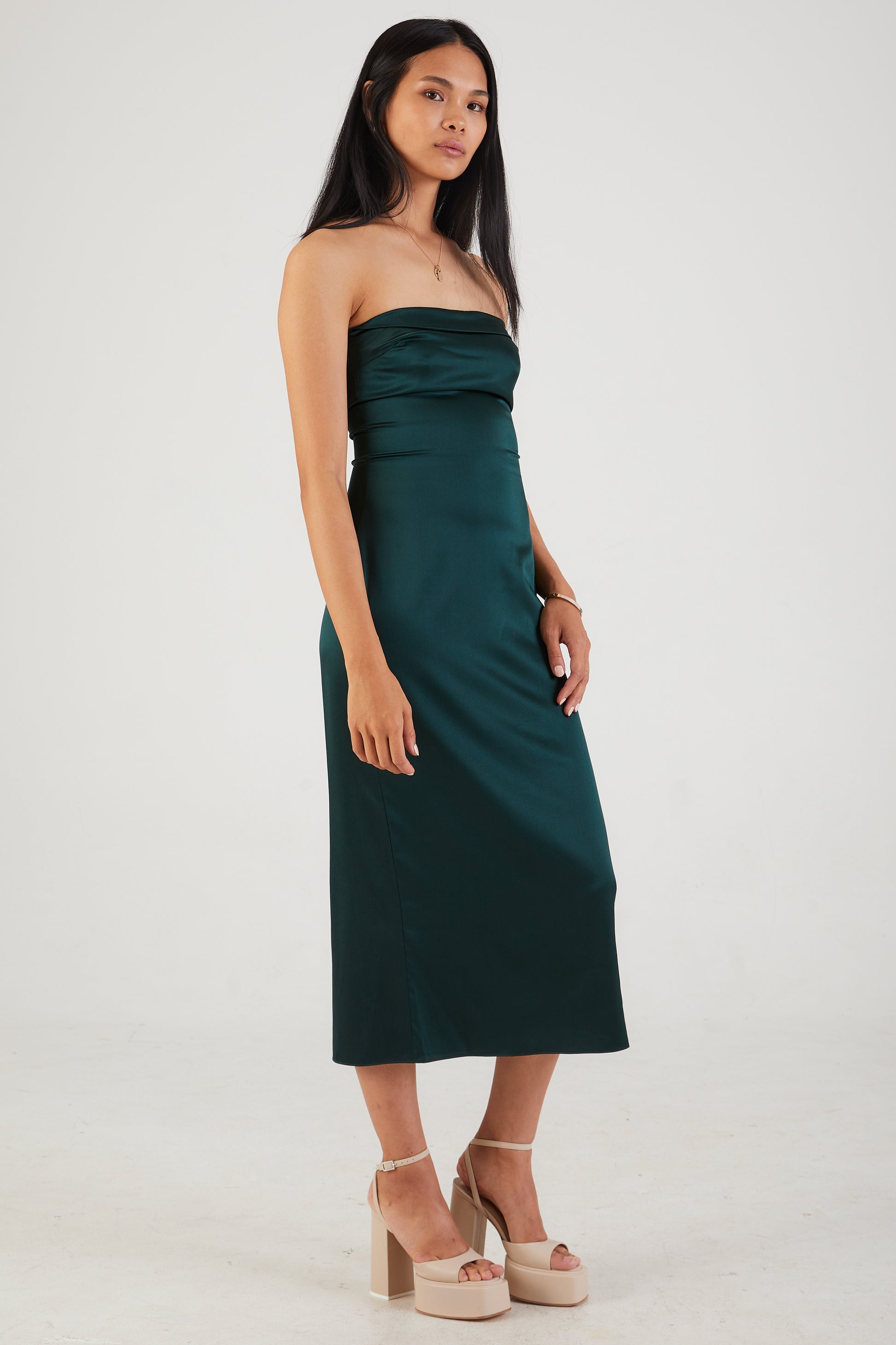 SABLYN Severine Strapless Dress in Deep Forest