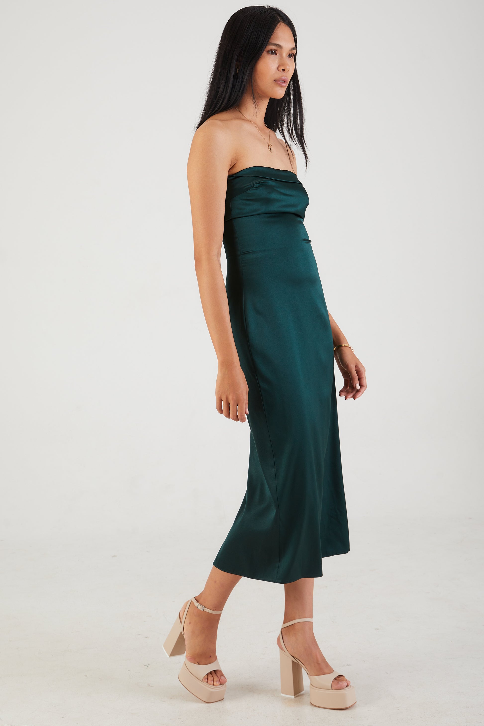 SABLYN Severine Strapless Dress in Deep Forest